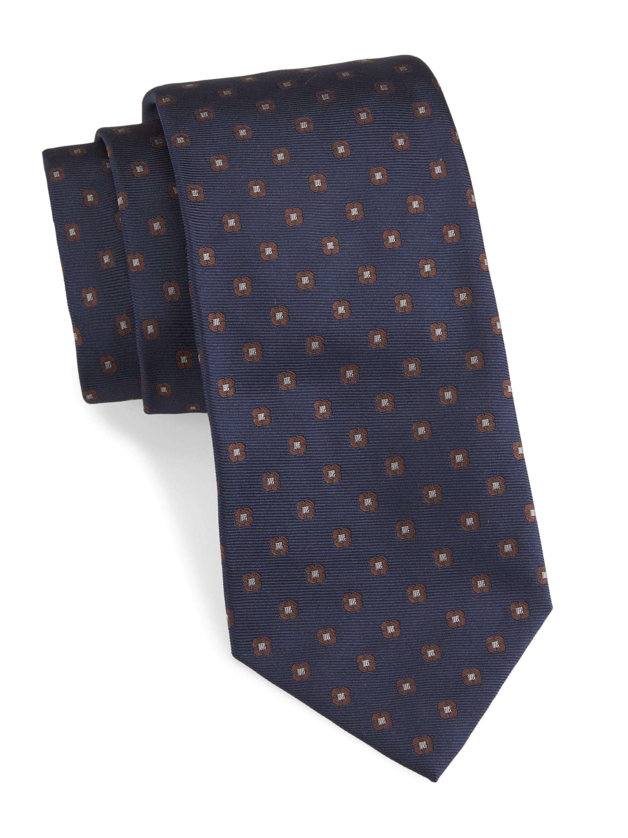 Isaia Men's Printed Silk Tie - Navy