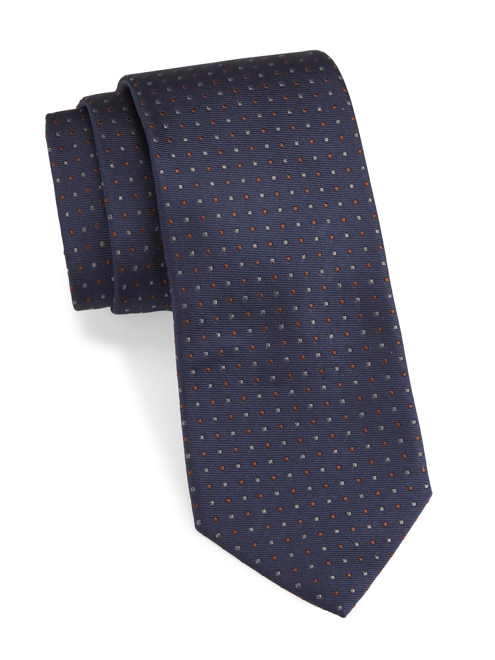 Isaia Men's  Dot Silk Tie - Navy