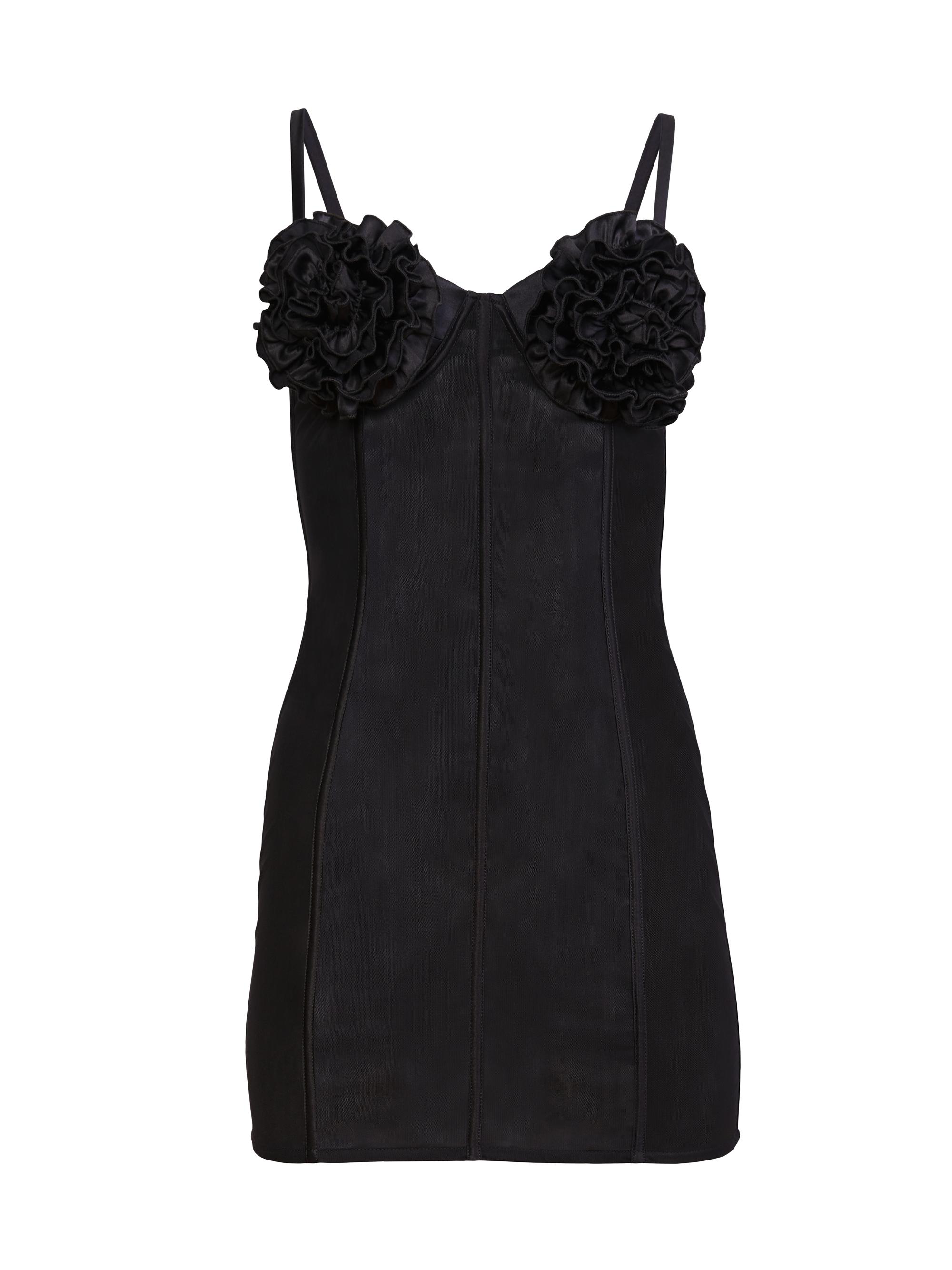 Fleur du Mal Women's  x Marilyn Monroe 3D Rose Mesh Dress - Black