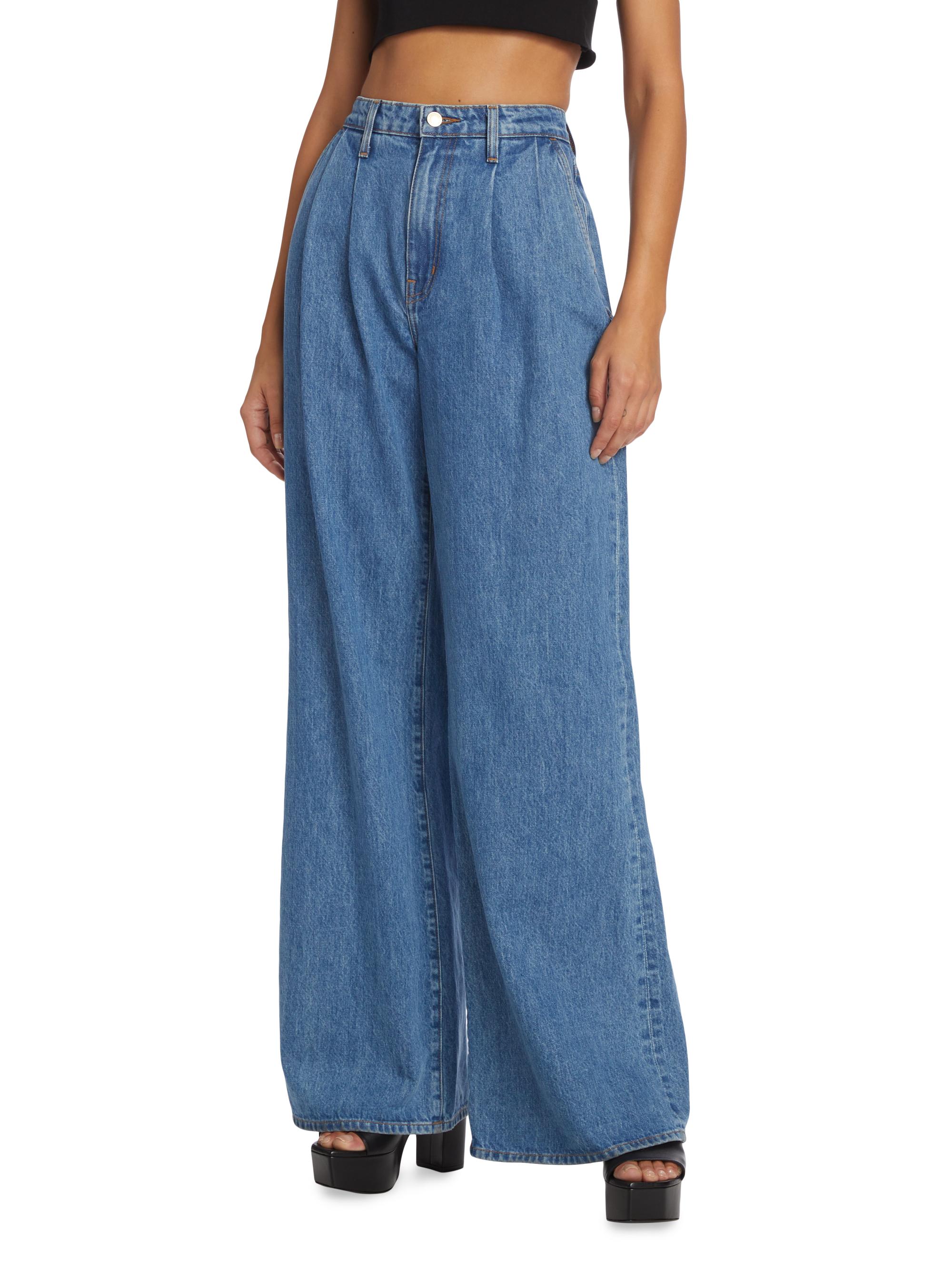 Derek Lam 10 Crosby Pleated High-Rise Denim Trousers | Saks Fifth