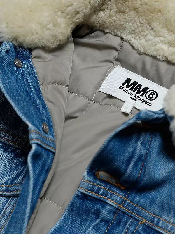 Shop MM6 Maison Margiela Kid's Shearling Collared Denim Jacket