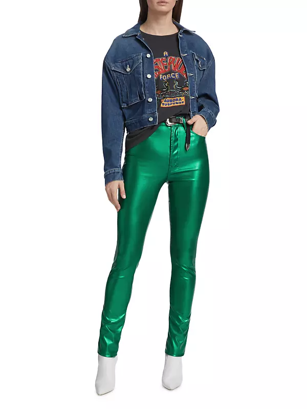 Multi Pants - Snakeskin Faux Leather Pants - Front Zipper FLy Pants