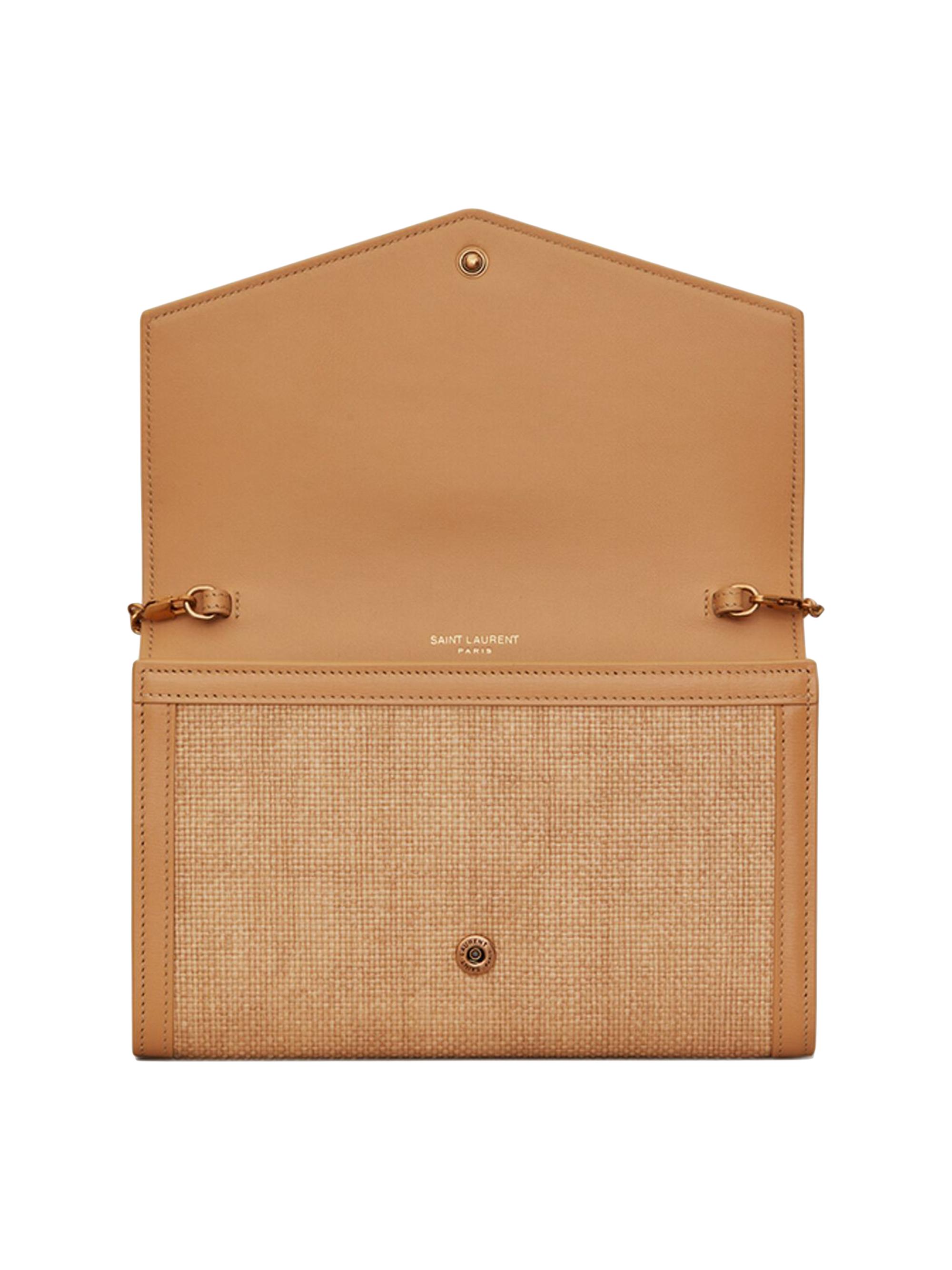 Saint Laurent Uptown Chain Wallet In Micro Raffia | Saks