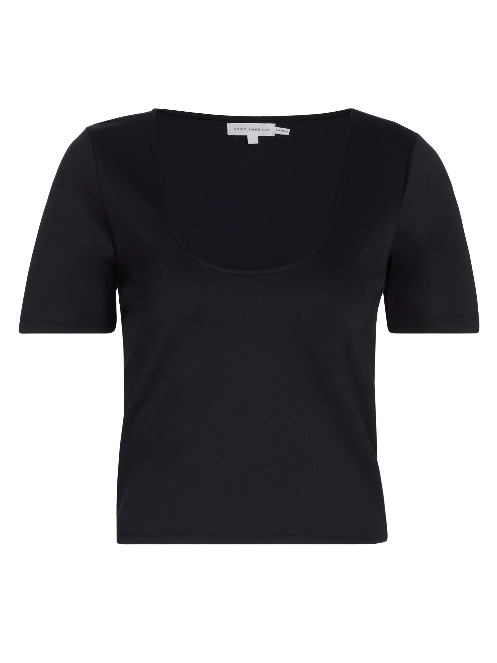Good American Women's Scuba Scoopneck Crop T-Shirt - Black