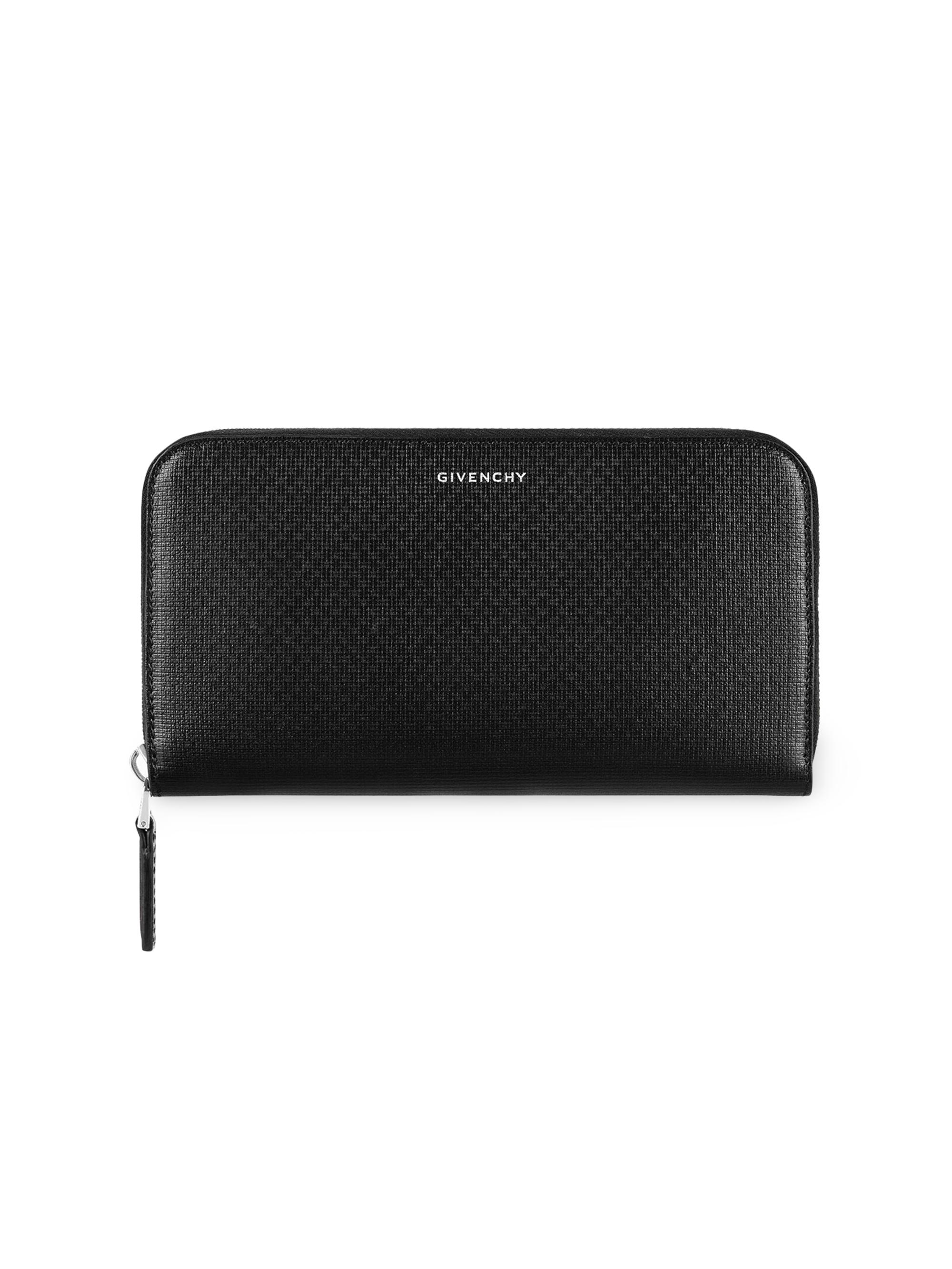 Givenchy Men's Zipped Wallet In 4G Classic Leather - Black