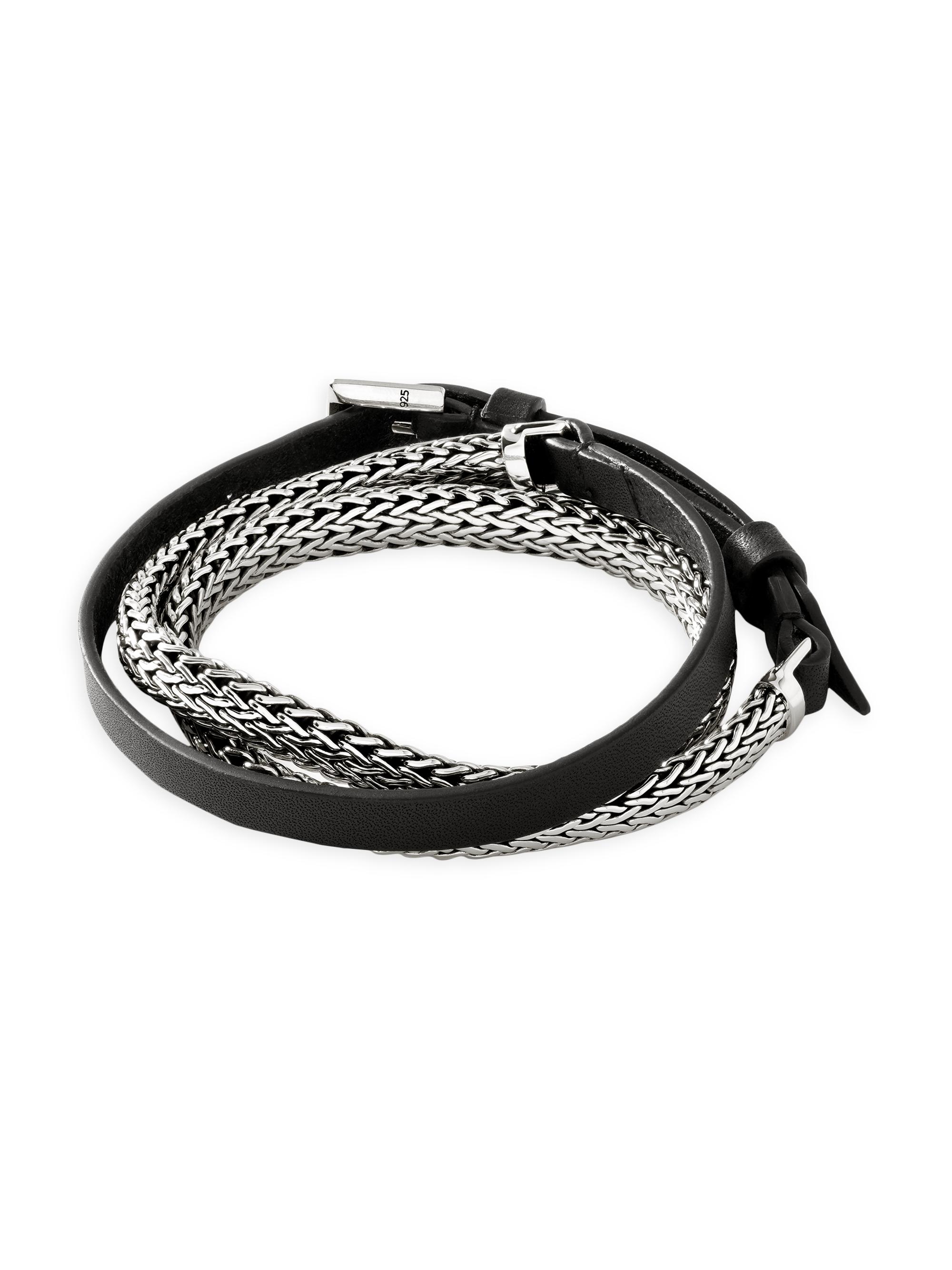 John Hardy Women's Chain Classic Sterling Silver & Leather Triple Wrap Bracelet - Silver