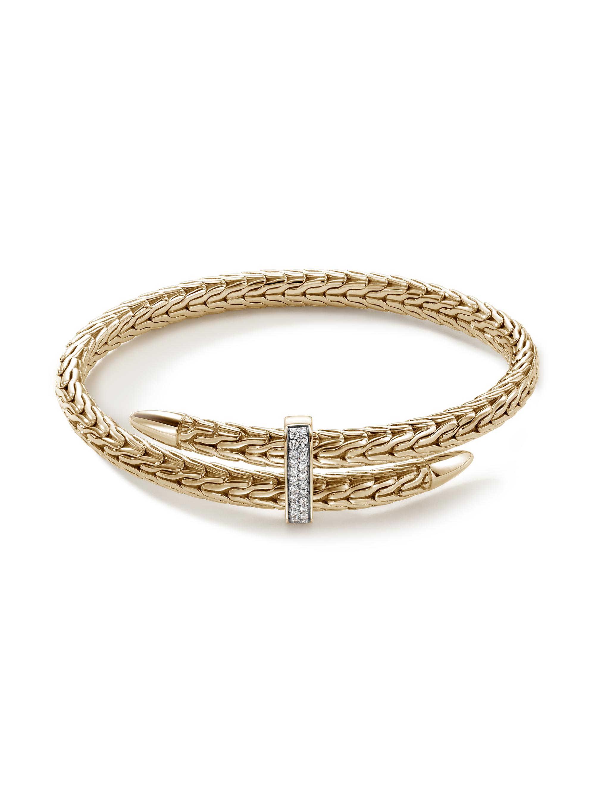John Hardy Women's Spear 14K Gold & Diamond Pavé Flex Cuff Bracelet - Gold