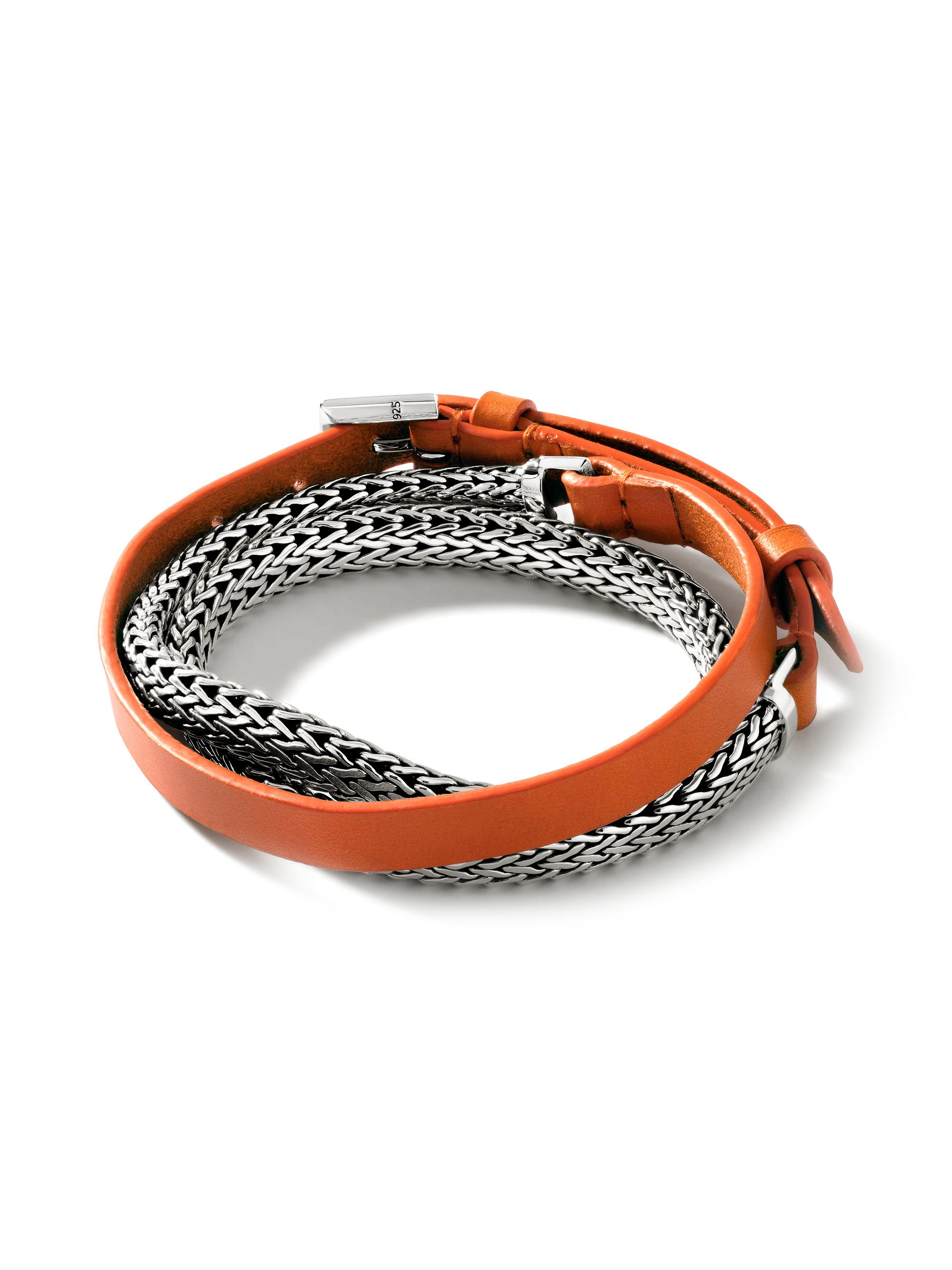 John Hardy Women's Classic Chain Sterling Silver & Leather Triple-Wrap Bracelet - Silver