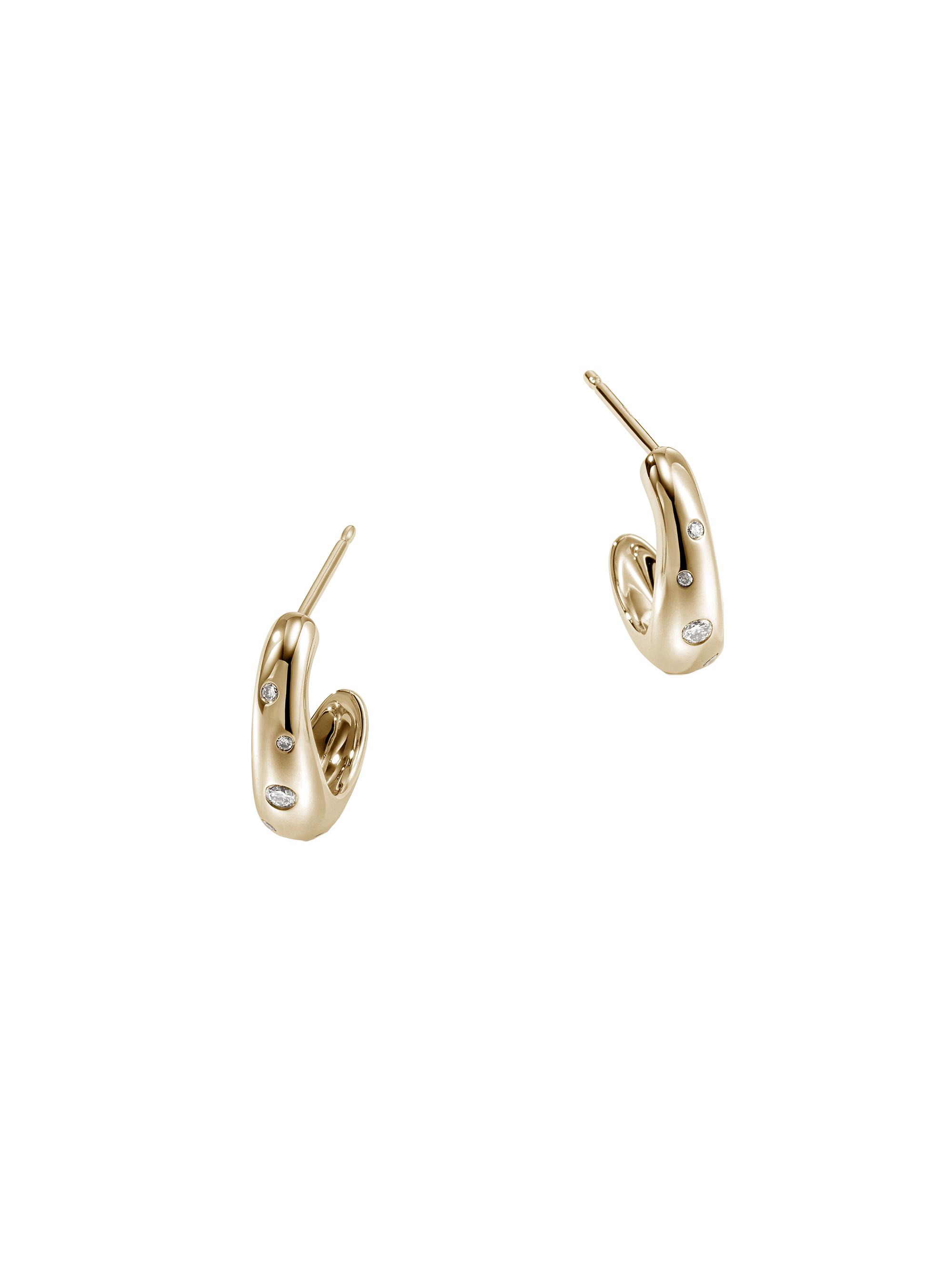 John Hardy Women's Surf  14K Yellow Gold & 0.12 TCW Diamond Hoop Earrings - Gold