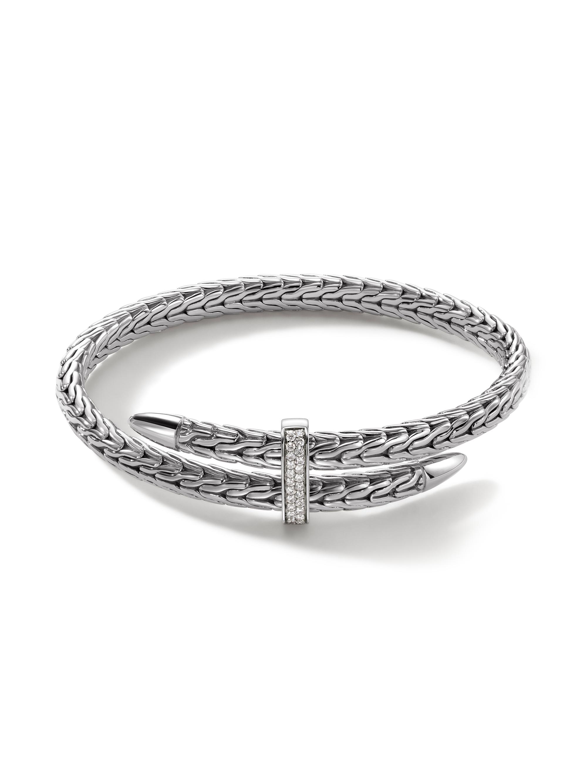 John Hardy Women's Spear Sterling Silver & Diamond Pavé Flex Cuff Bracelet - Silver