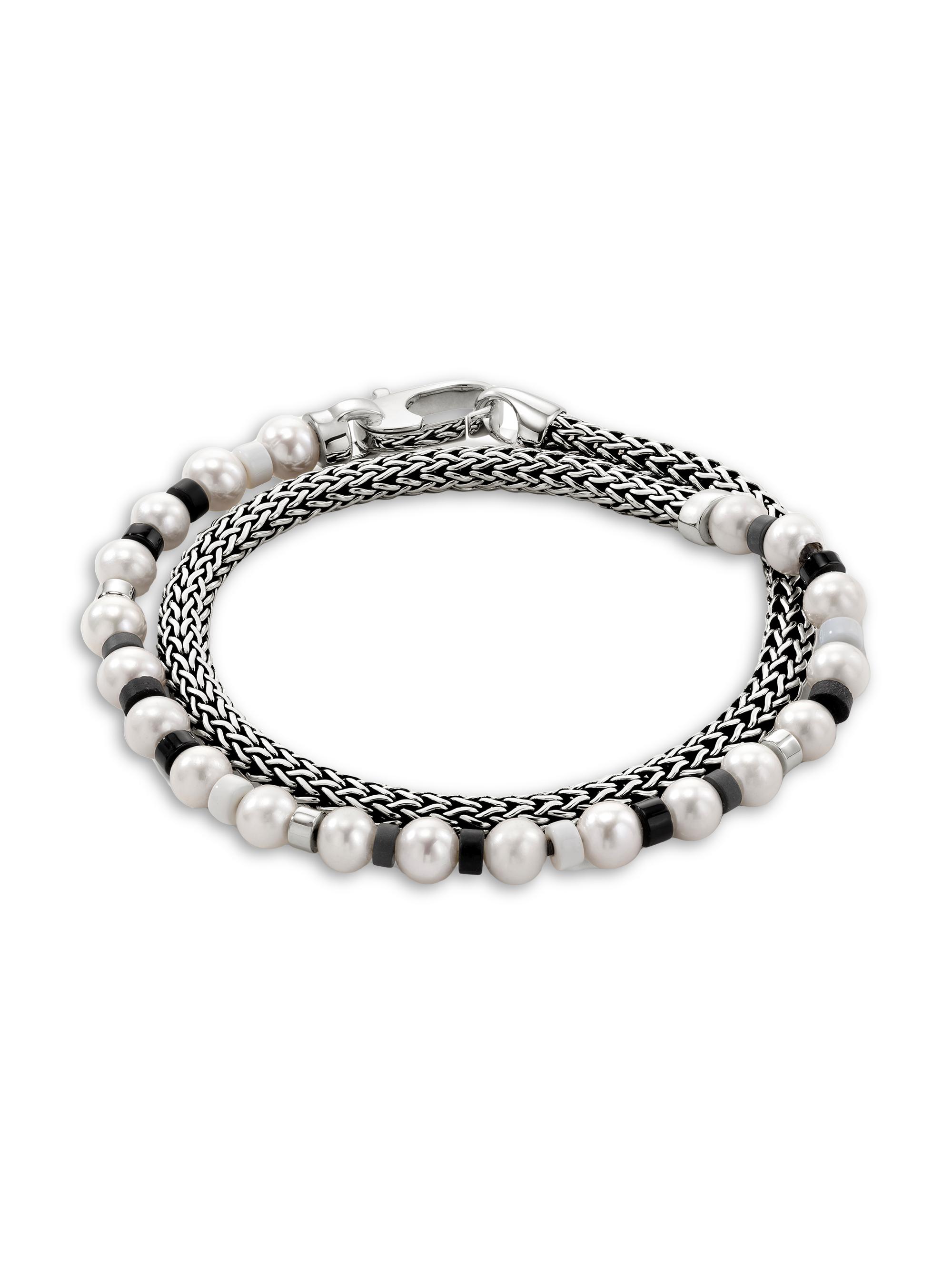 John Hardy Women's Sterling Silver, Freshwater Pearl, Hematite & Black Onyx Bead Bracelet - Silver