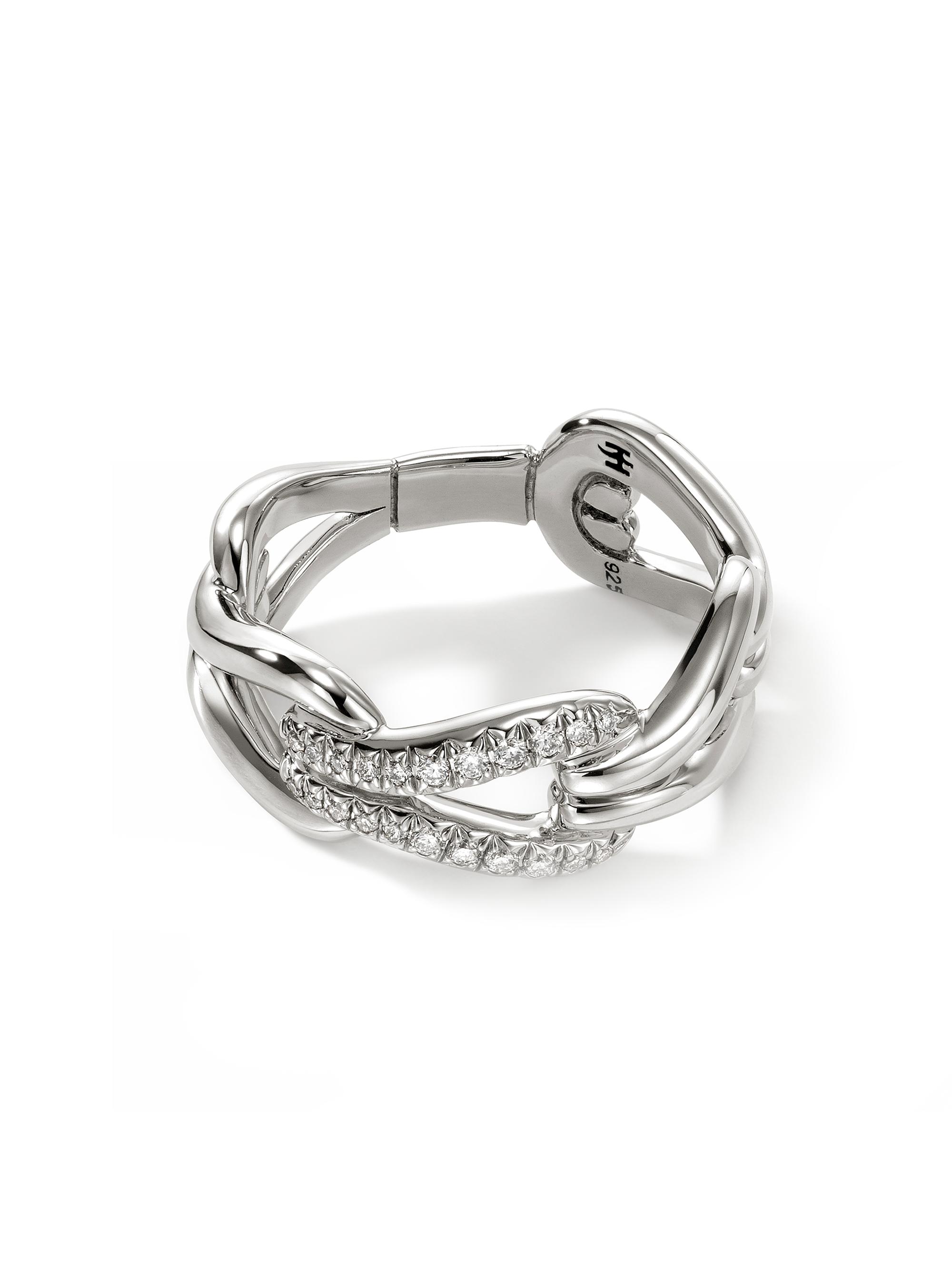 John Hardy Women's Surf Sterling Silver & Diamond Link Ring - Silver
