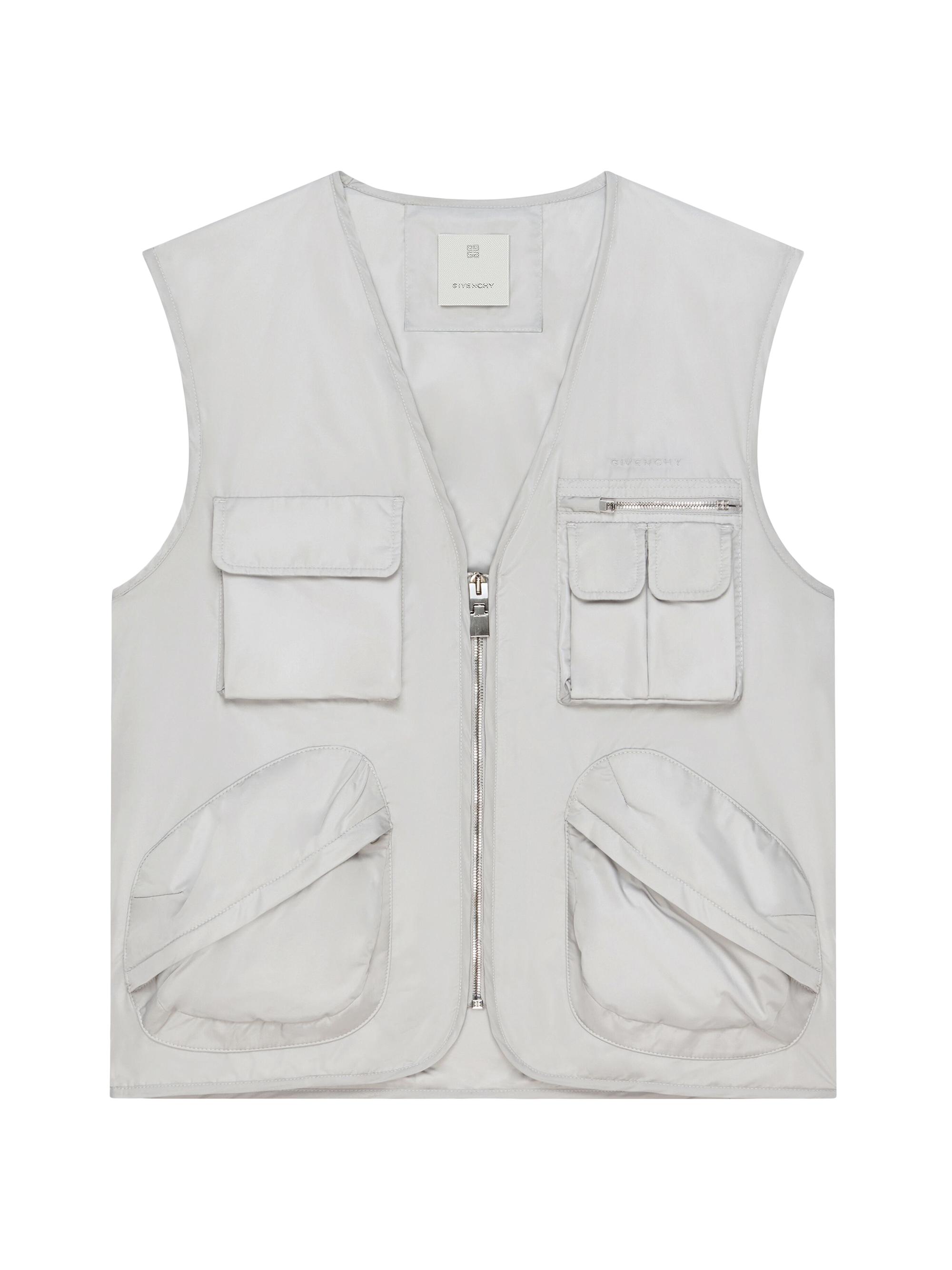 Givenchy Men's Multipockets Jacket in Embroidered Nylon - Pearl Grey