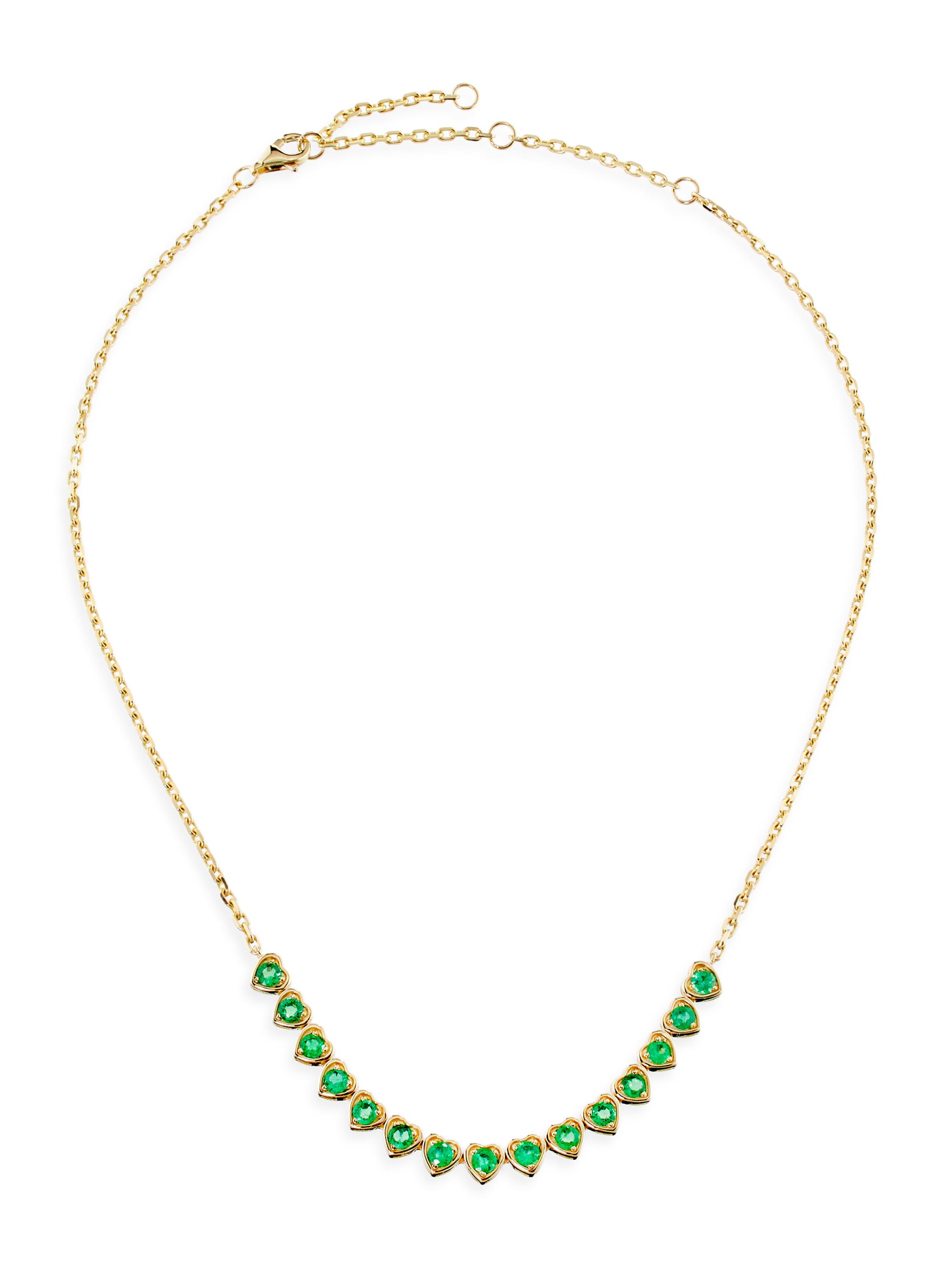 Saks Fifth Avenue Collection Women's 14K Yellow Gold & Emerald Heart Necklace - Gold