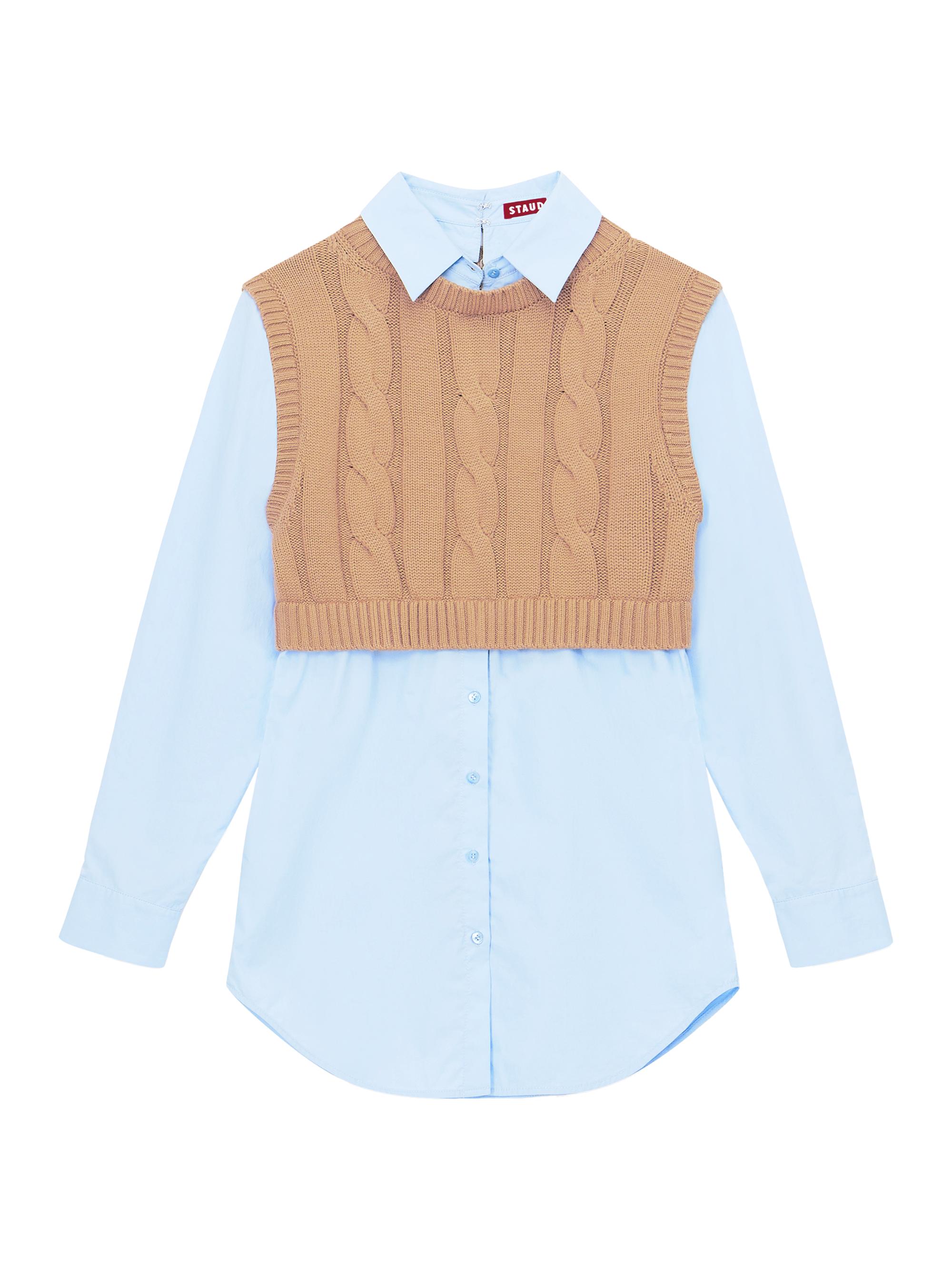 Staud Women's Cooper Sweater Shirt - Camel French Blue