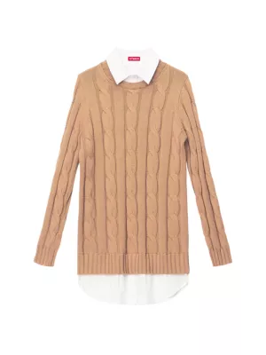 Oscar de la Renta layered fine-knit jumper - Brown