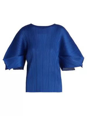 Shop Pleats Please Issey Miyake Pleated Puff-Sleeve Top | Saks Fifth Avenue