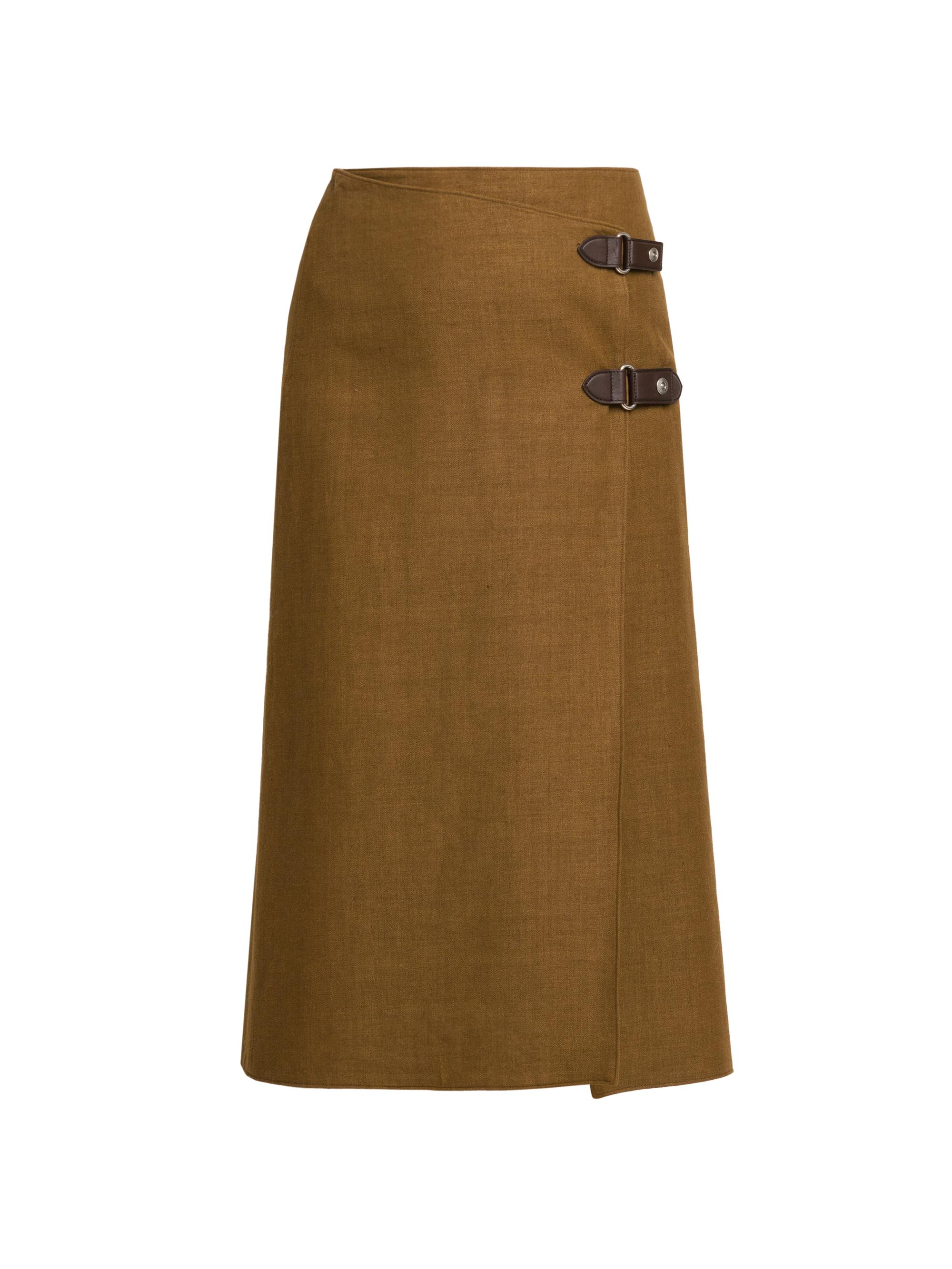 Loro Piana Women's Alinne Linen & Wool-Blend Midi-Skirt - Nazca Soil