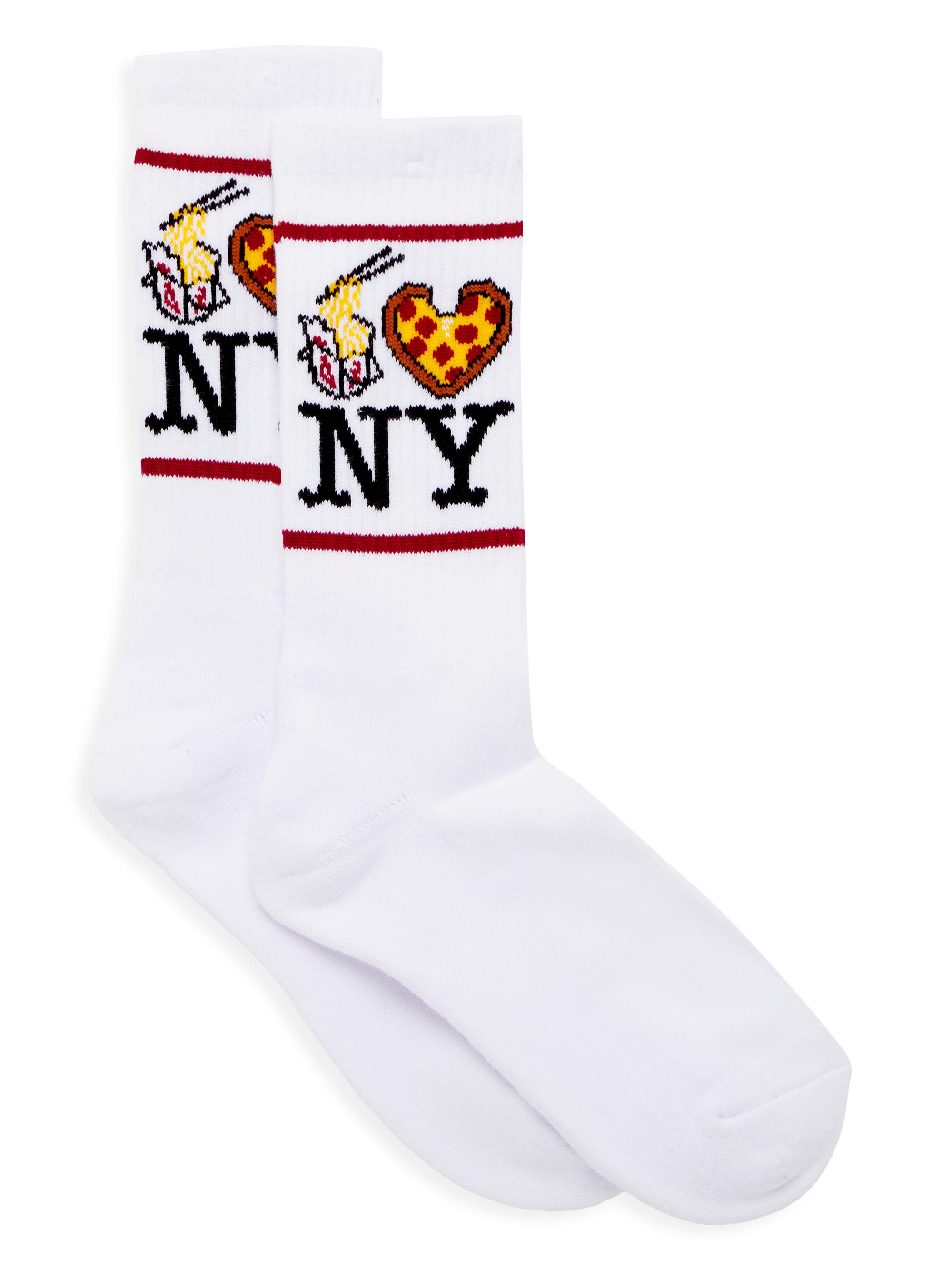 PiccoliNY Lo Mein Pizza NY Socks - White
