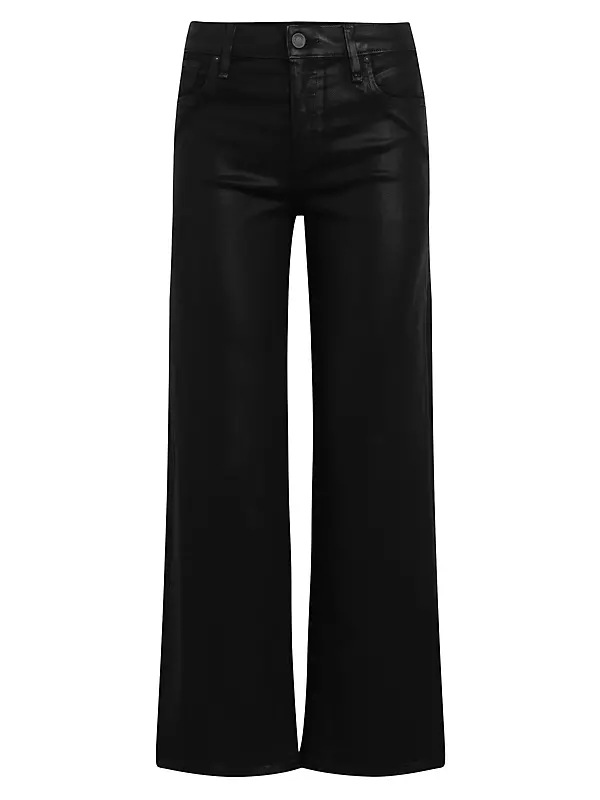 Rosie Coated High-Rise Wide-Leg Ankle Jeans