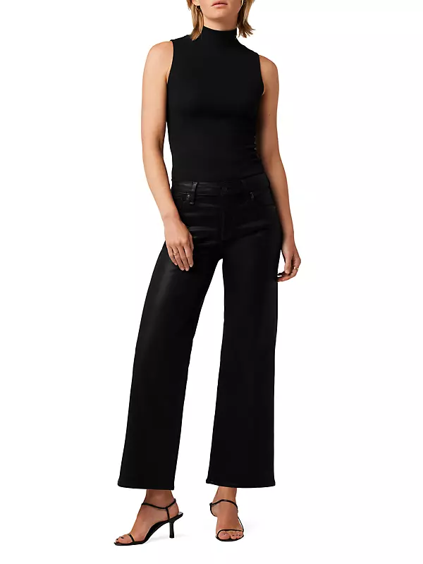 Rosie Coated High-Rise Wide-Leg Ankle Jeans