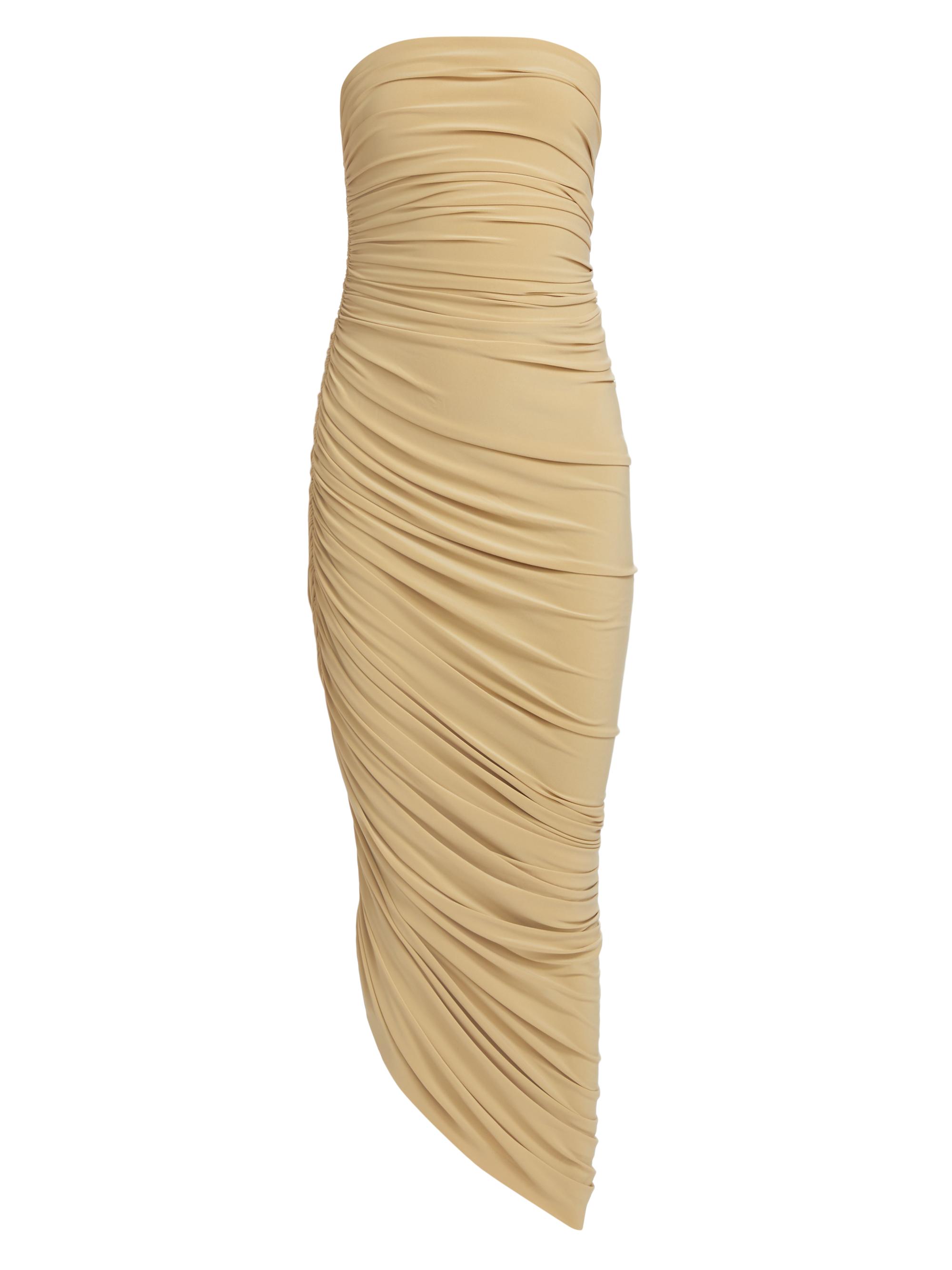 slim fit dress slacks Norma Kamali Gold Metallic Jumpsuit