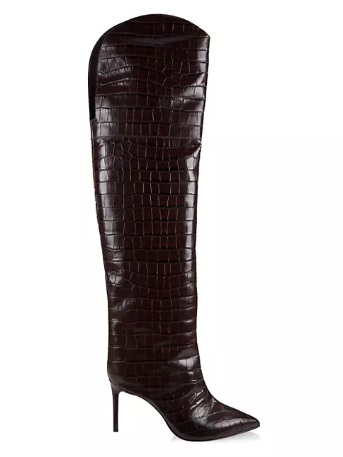 Balmain Brune crocodile-embossed Leather Boots - Farfetch