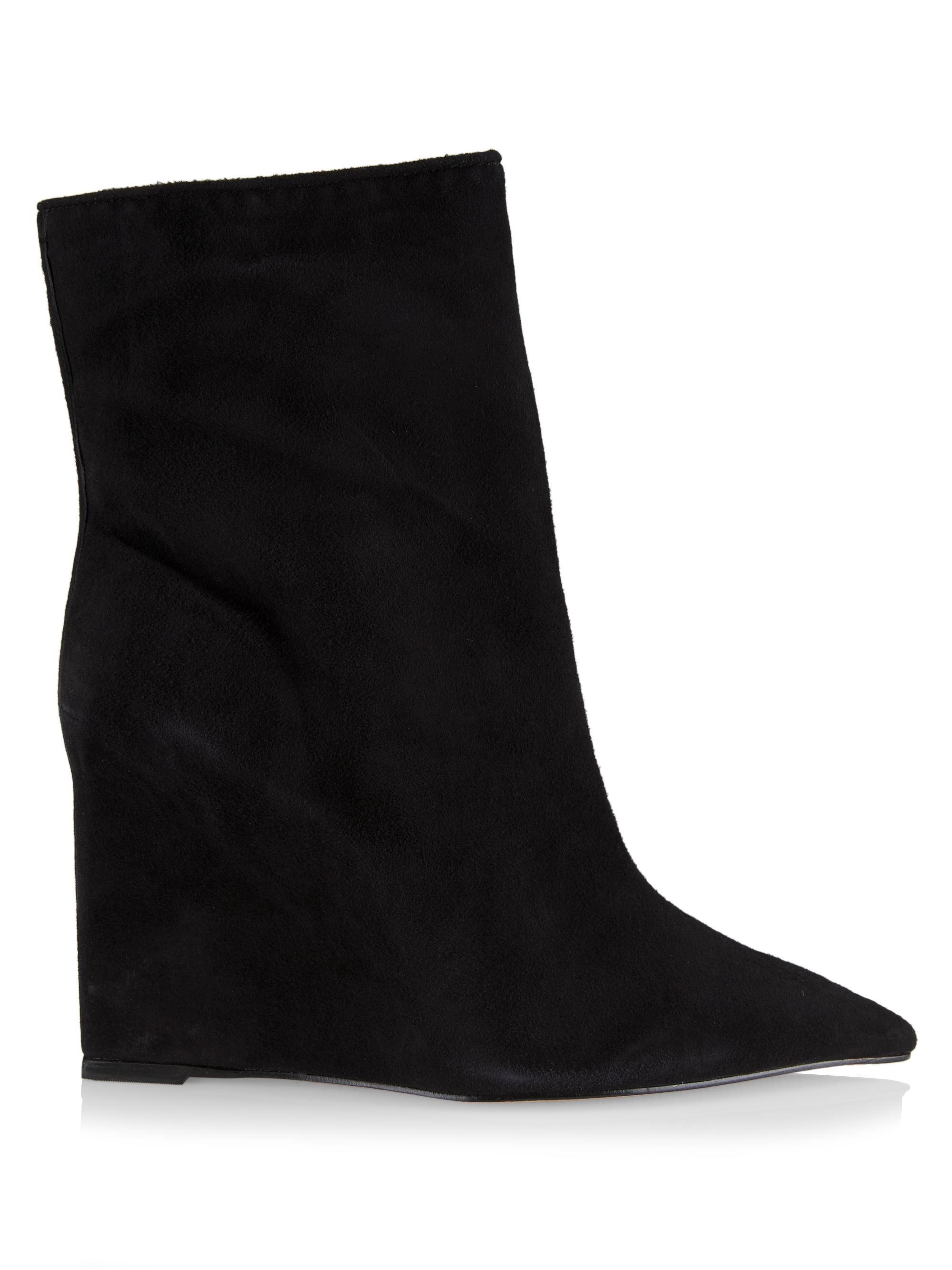 Schutz Women's Asya 100MM Suede Wedge Booties - Black