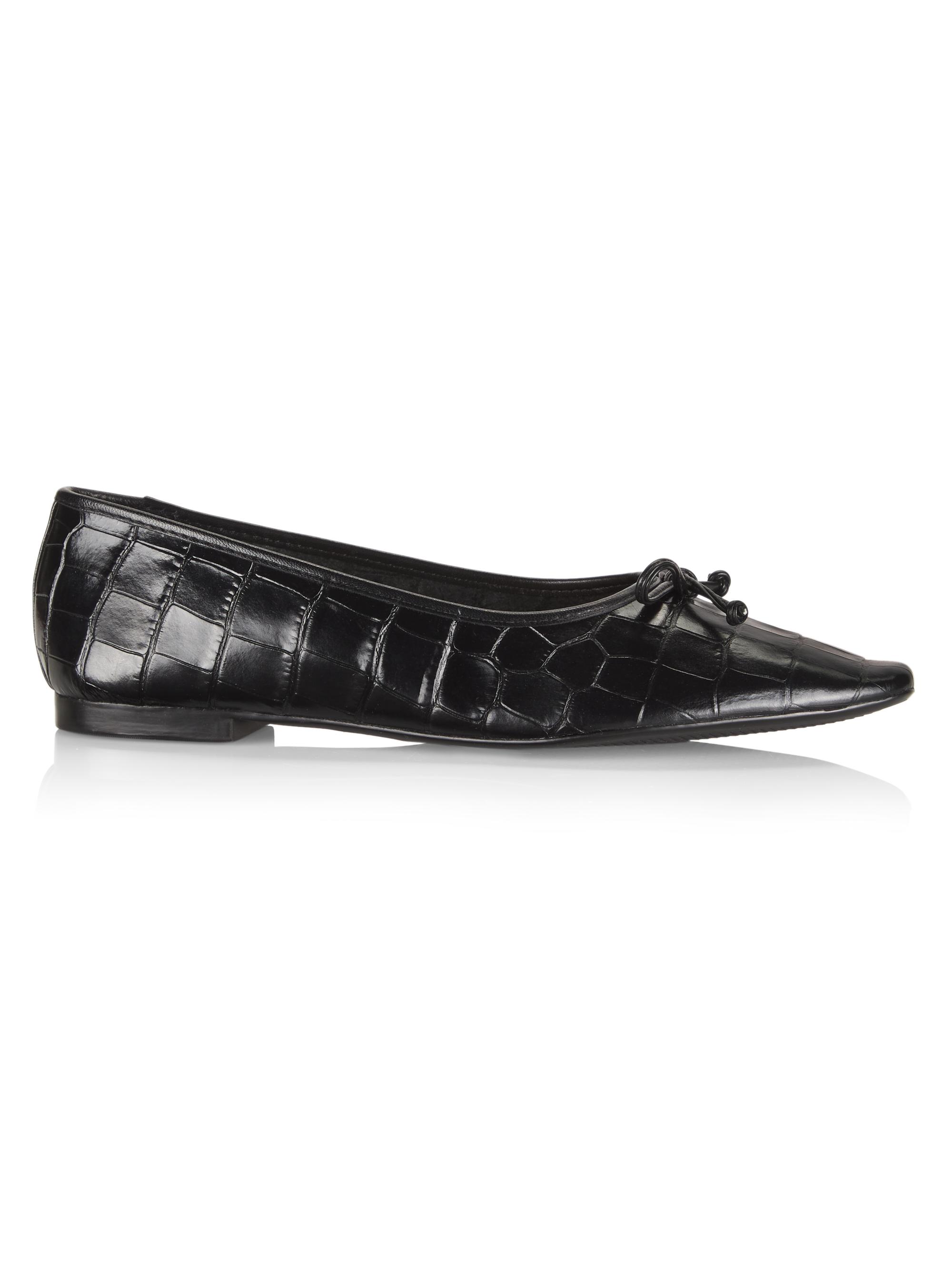 Schutz Women's Arissa Croc-Embossed Leather Ballet Flat - Black