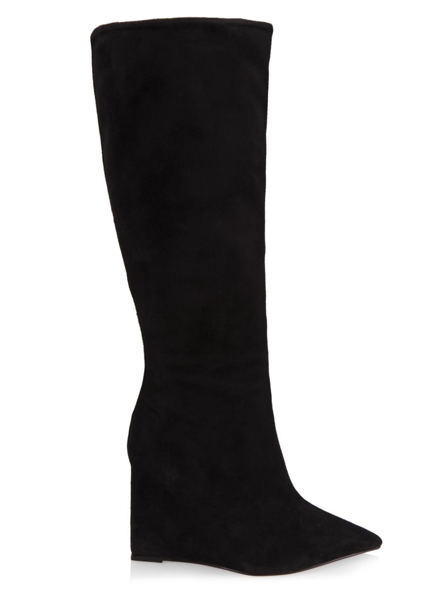 Schutz Asya Up 100MM Suede Wedge Boots | Saks Fifth Avenue