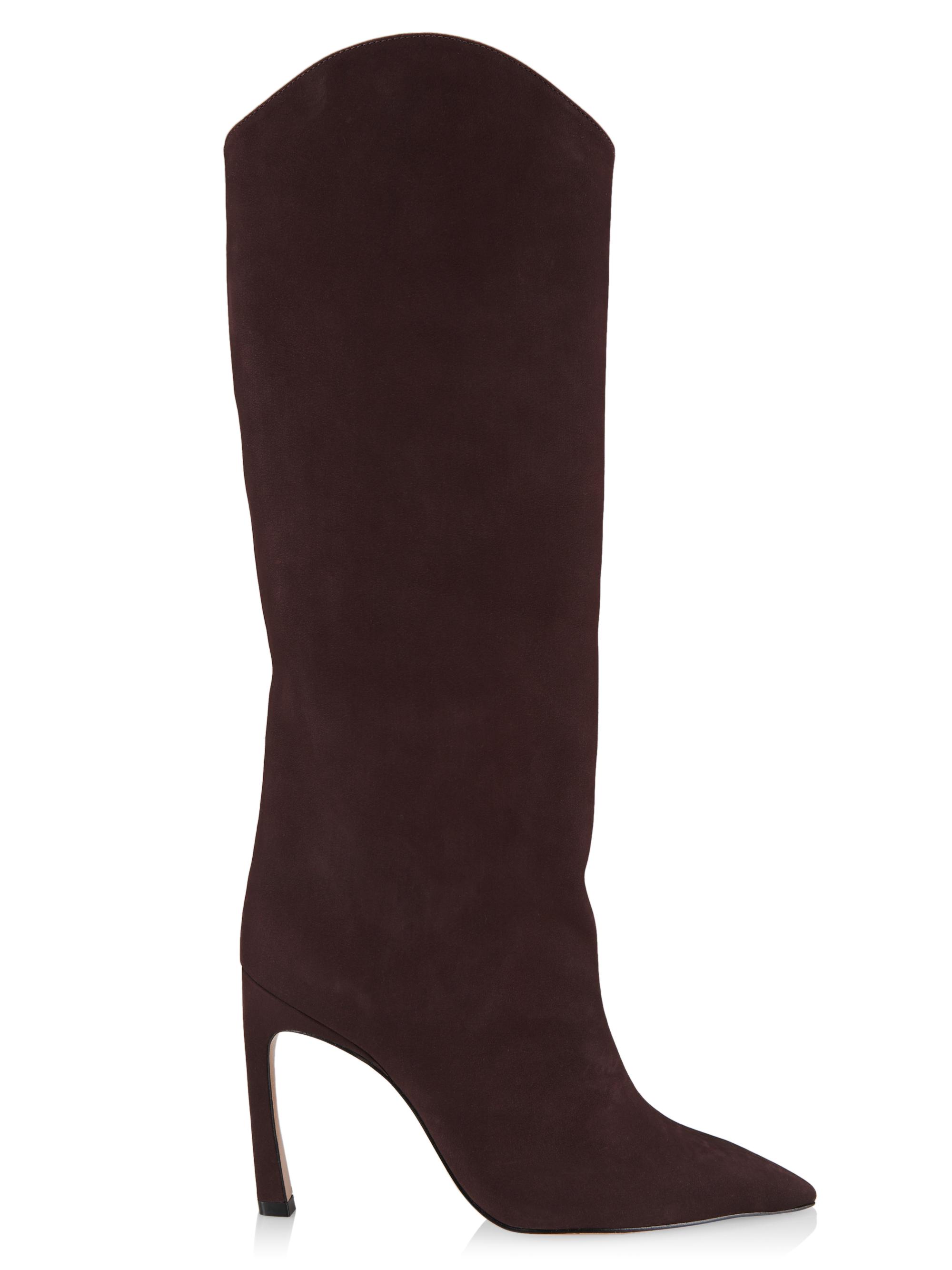 Schutz Women's Maryana Sculpt 100MM Nubuck Knee-High Boots - Dark Chocolate