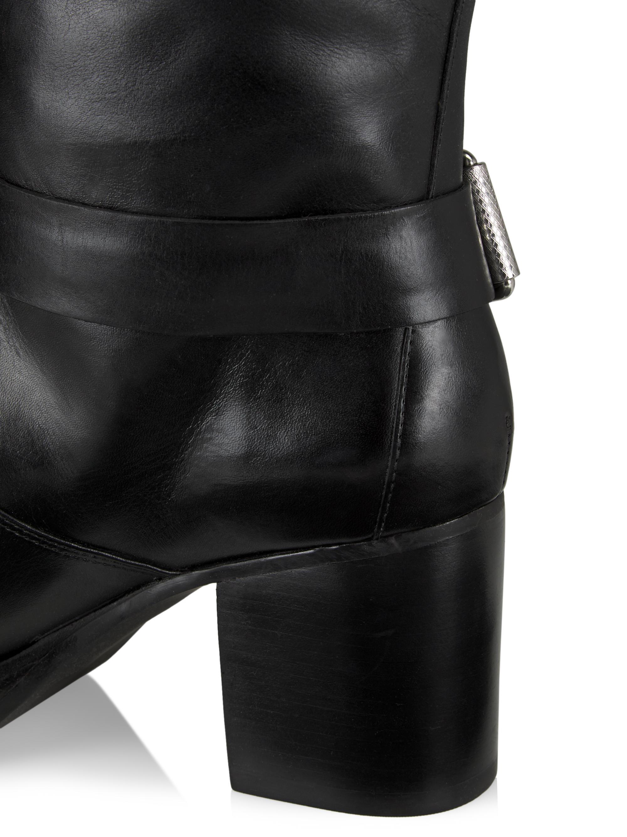 Schutz Kiara 76MM Leather Zip-Up Block Heel Boots | Saks Fifth Avenue