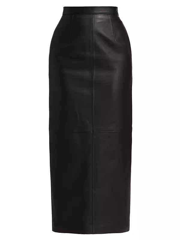 Mari Leather Midi-Skirt