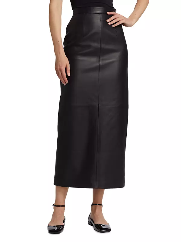 Mari Leather Midi-Skirt