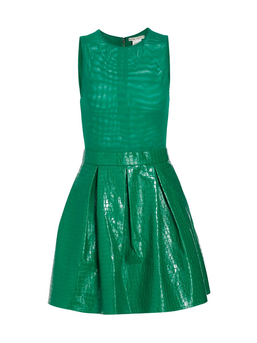 Shop Alice + Olivia Chara Croc-Embossed Minidress | Saks Shop Alice + Olivia Chara Croc-Embossed Minidress | Saks