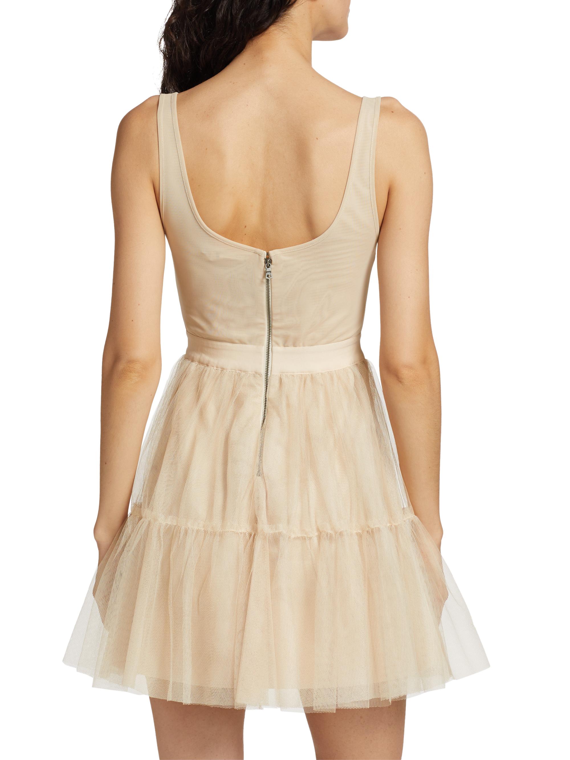 alice and olivia chara sleeveless mini dress CHARA MINI DRESS in BLACK/OFF WHITE POLKA DOT