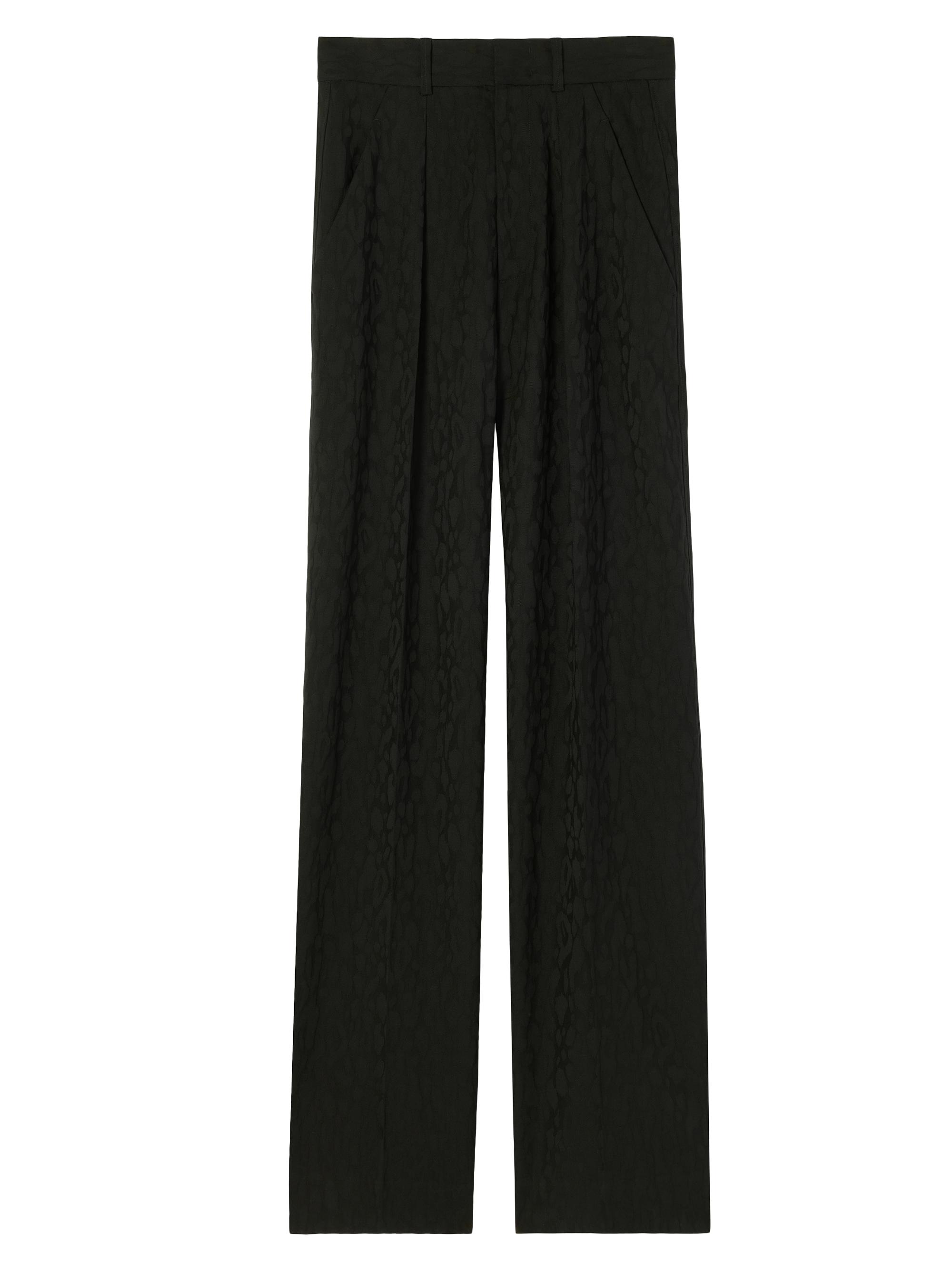 St. John Women's Leopard Wool Jacquard Trousers - Black