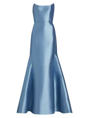 Amsale Women's Mikado Floor-Length Ball Gown - Smokey Blue