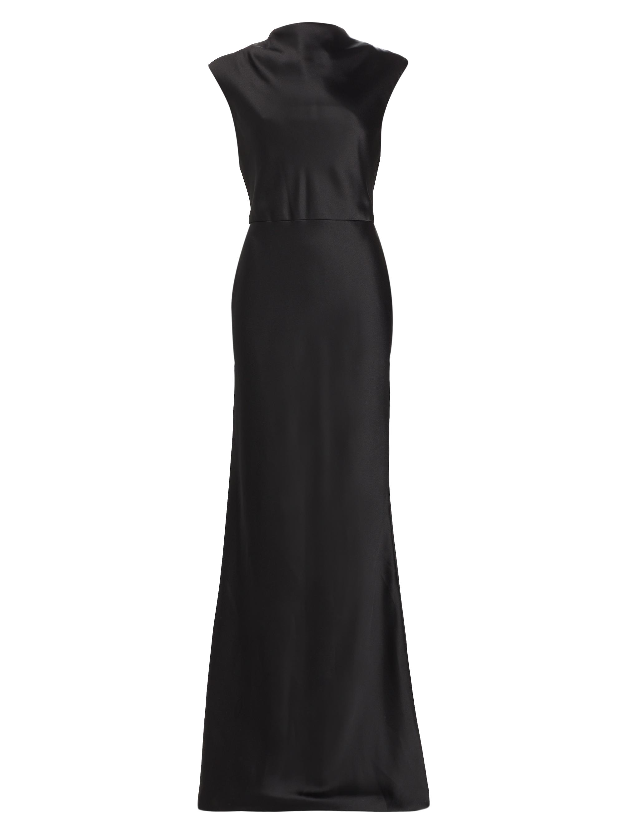 Amsale Women's Satin High Cowlneck A-Line Gown - Black