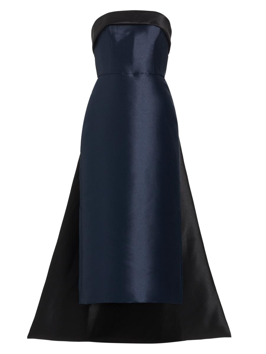 Amsale Mikado Satin Strapless Tea-Length Dress | Saks Fifth Avenue