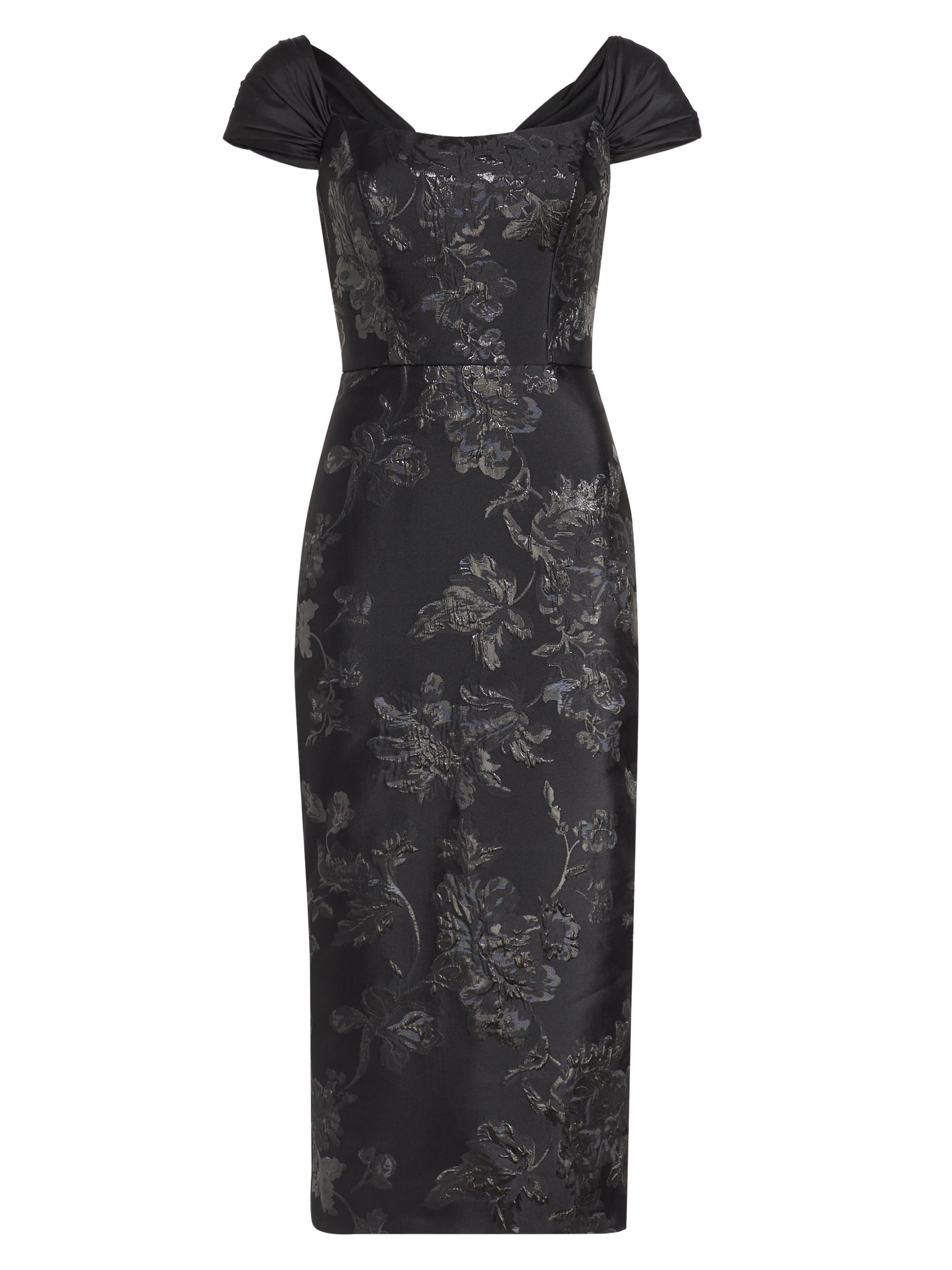 Amsale Brocade & Taffeta Tea-Length Dress | Saks Fifth Avenue