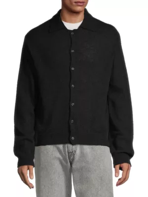 Shop Our Legacy Evening Alpaca-Blend Polo Cardigan | Saks Fifth Avenue