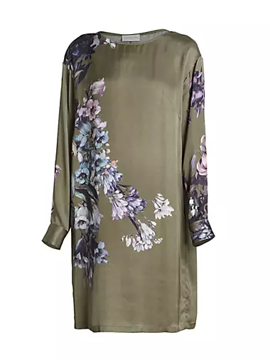 Duzco Long-Sleeve Floral Midi-Dress