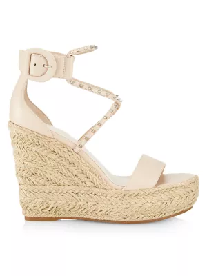 120mm Leather Espadrille Wedges