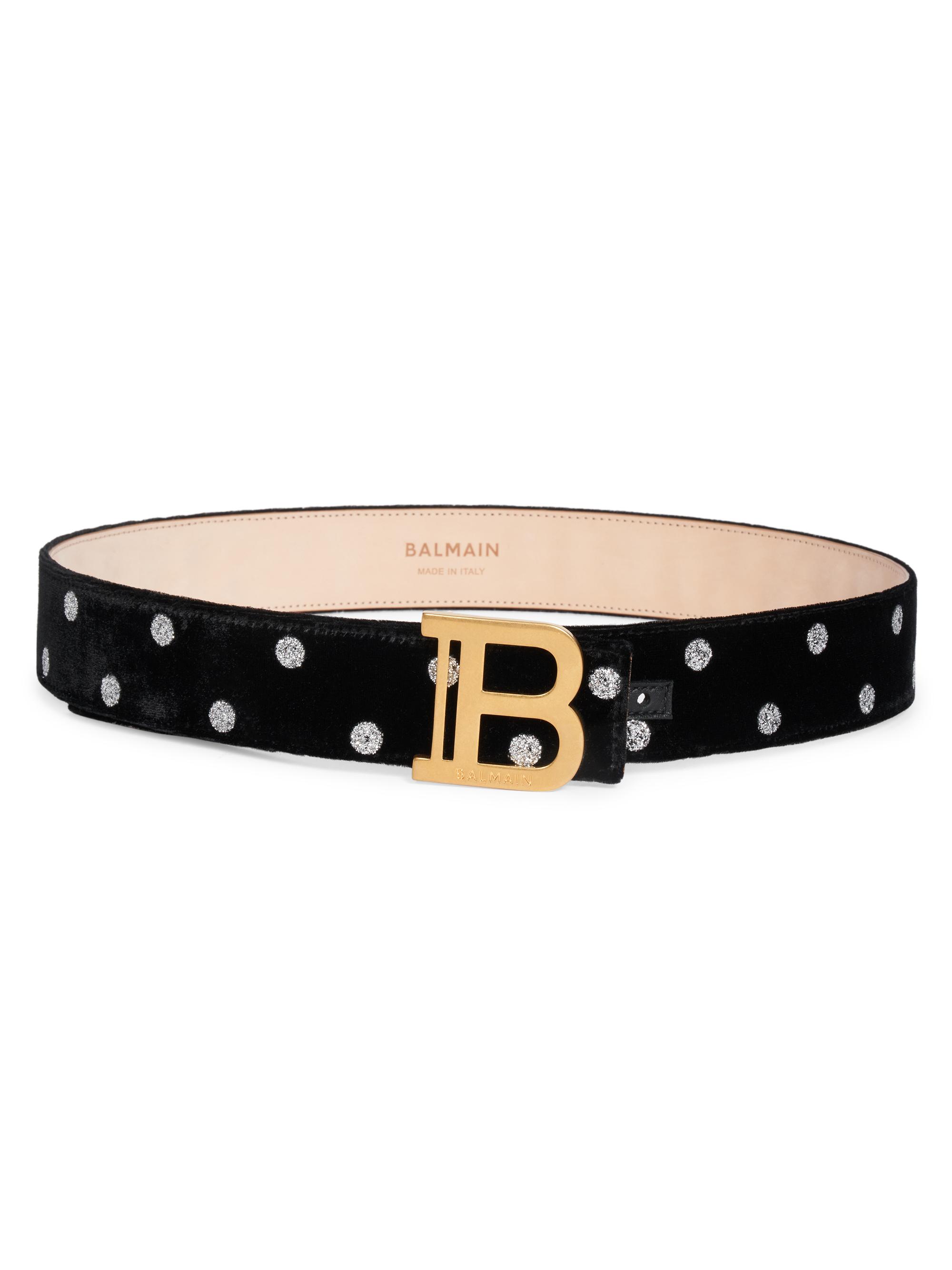 Balmain Women's Velvet Glitter B-Belt - Noir