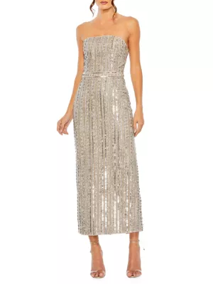 Mac Duggal Women's Embellished Strapless Column Dress - Beige