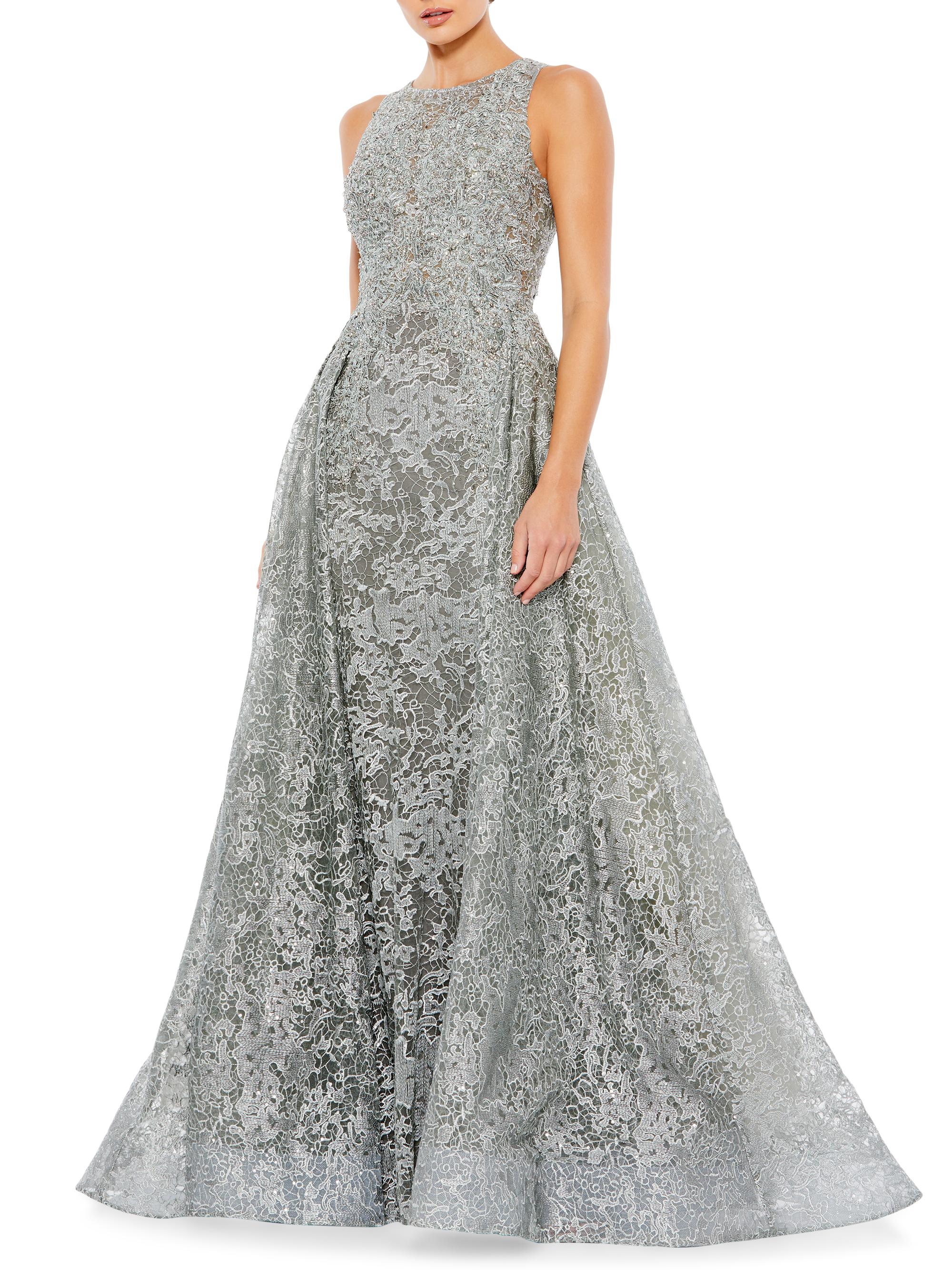 Mac Duggal Women's Embellished Lace A-Line Gown - Platinum