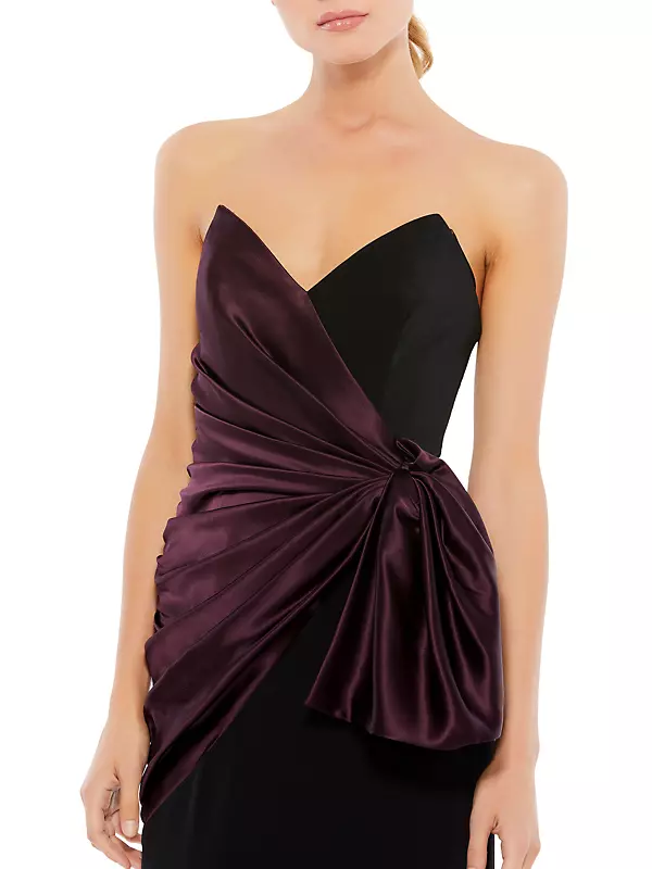 Two-Tone Draped Trumpet Gown