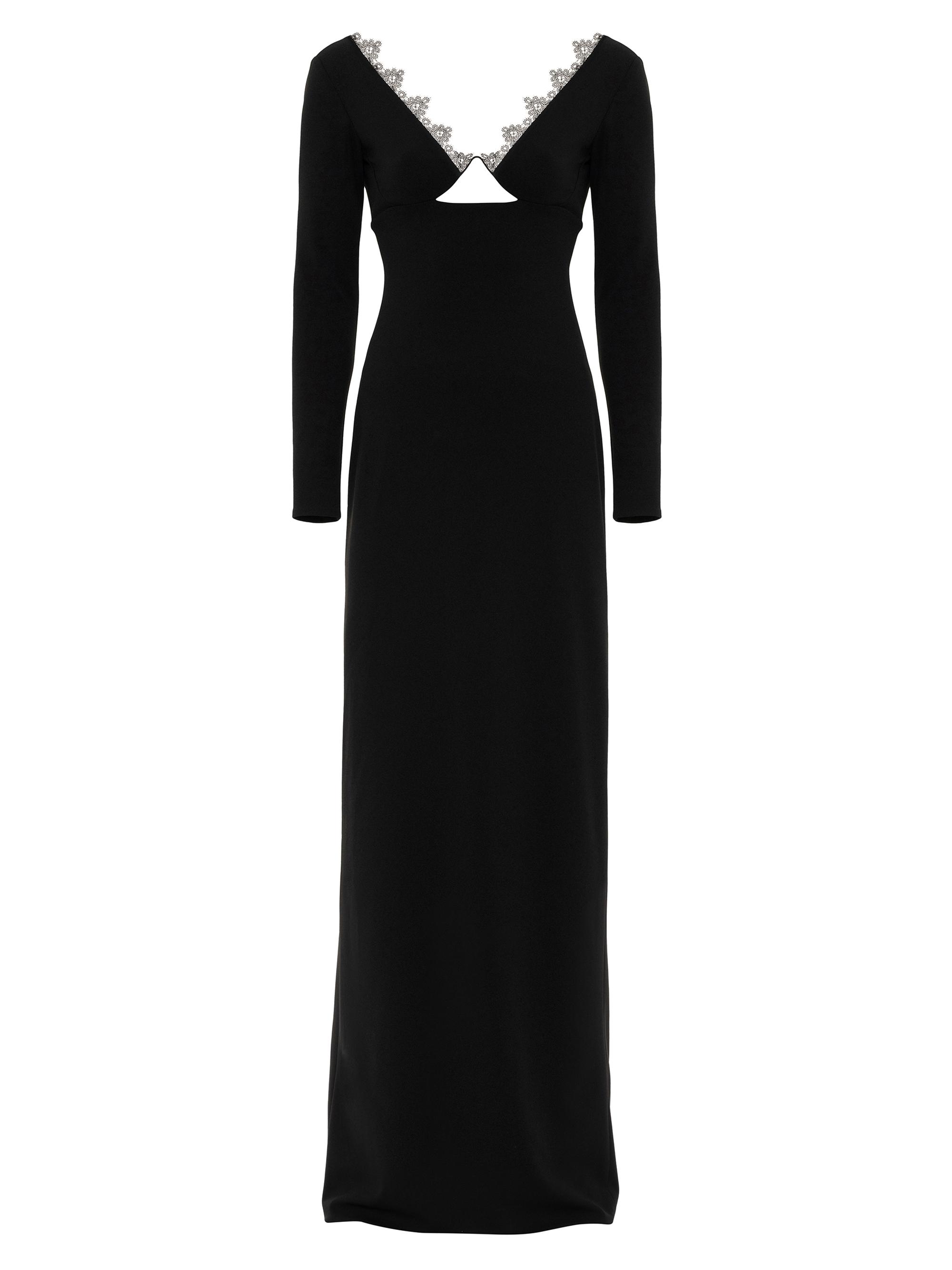 Ozgur Masur Women's Lace-Trimmed Cut-Out Gown - Black