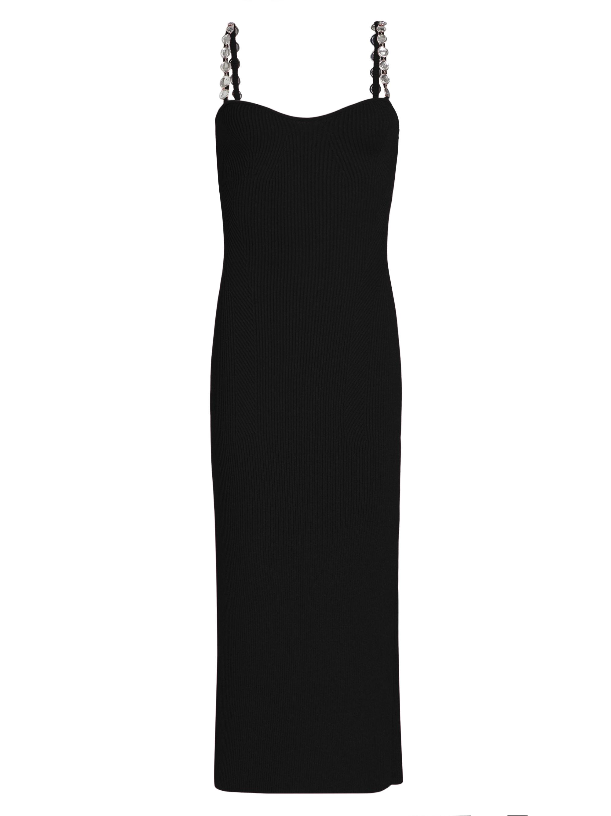 Galvan London Women's Wave Rib-Knit Midi-Dress - Black